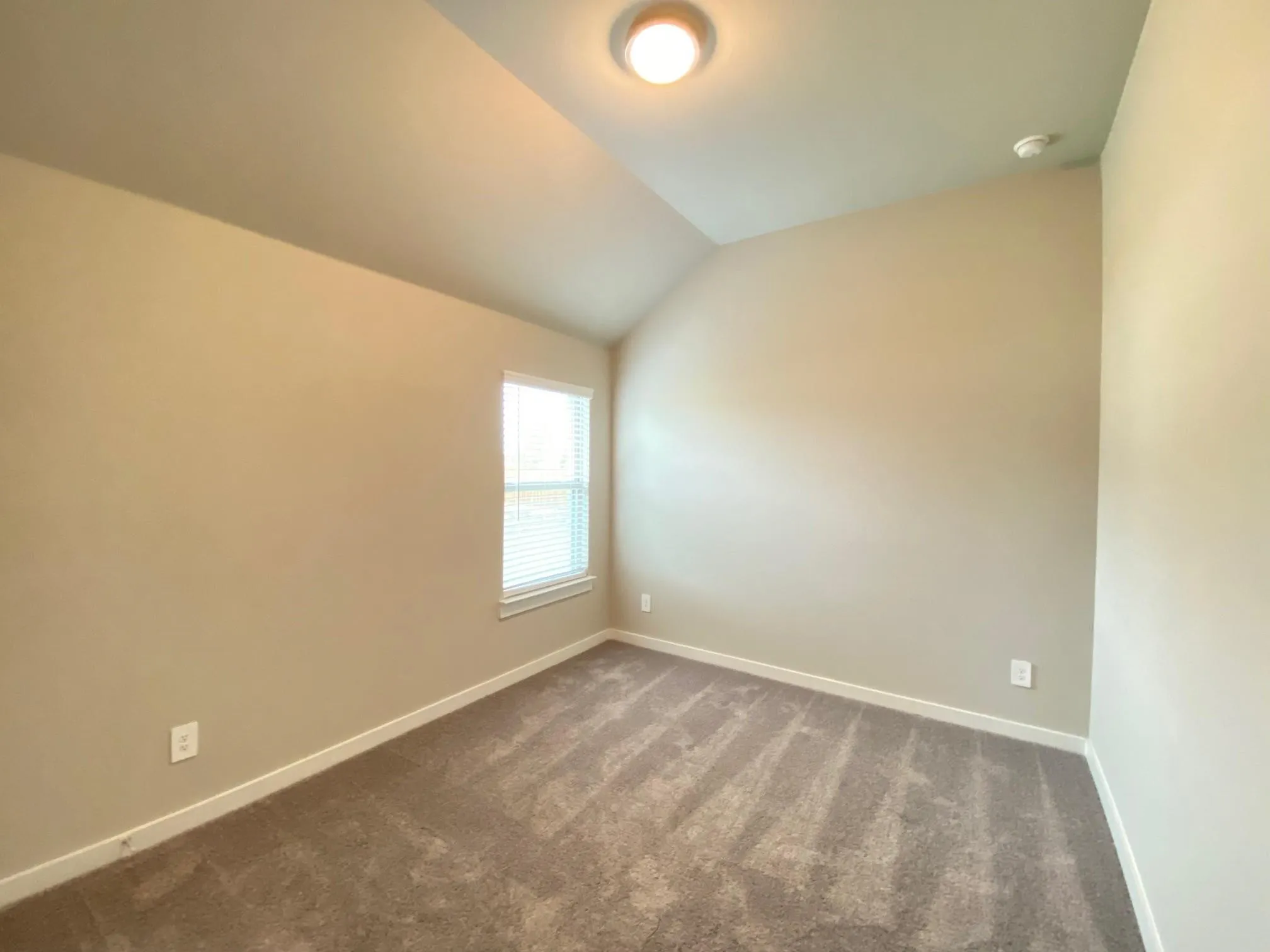 Neutral-toned walls with vaulted ceiling