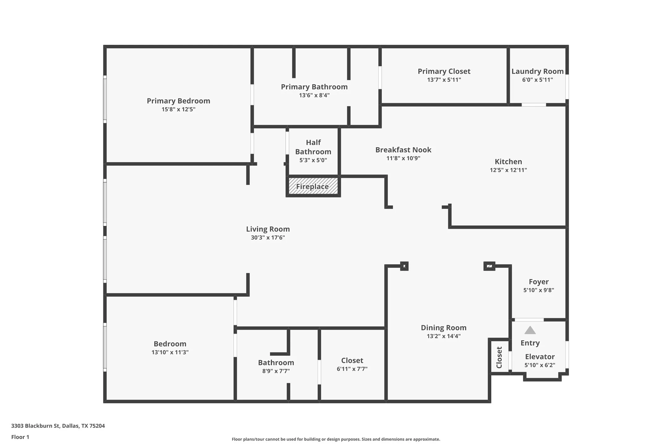 Condo floor plan with estimated room sizes