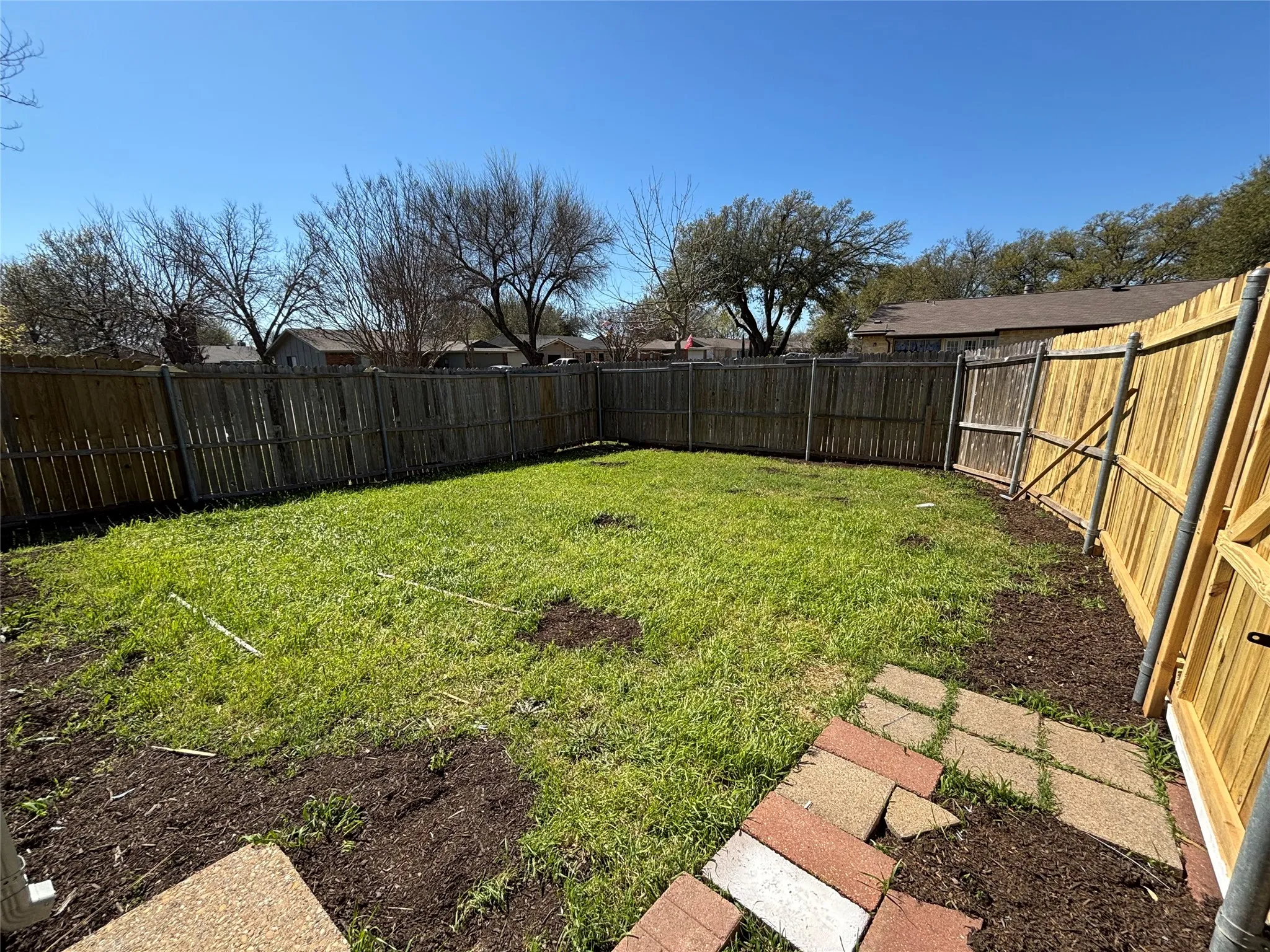 fenced backyard
