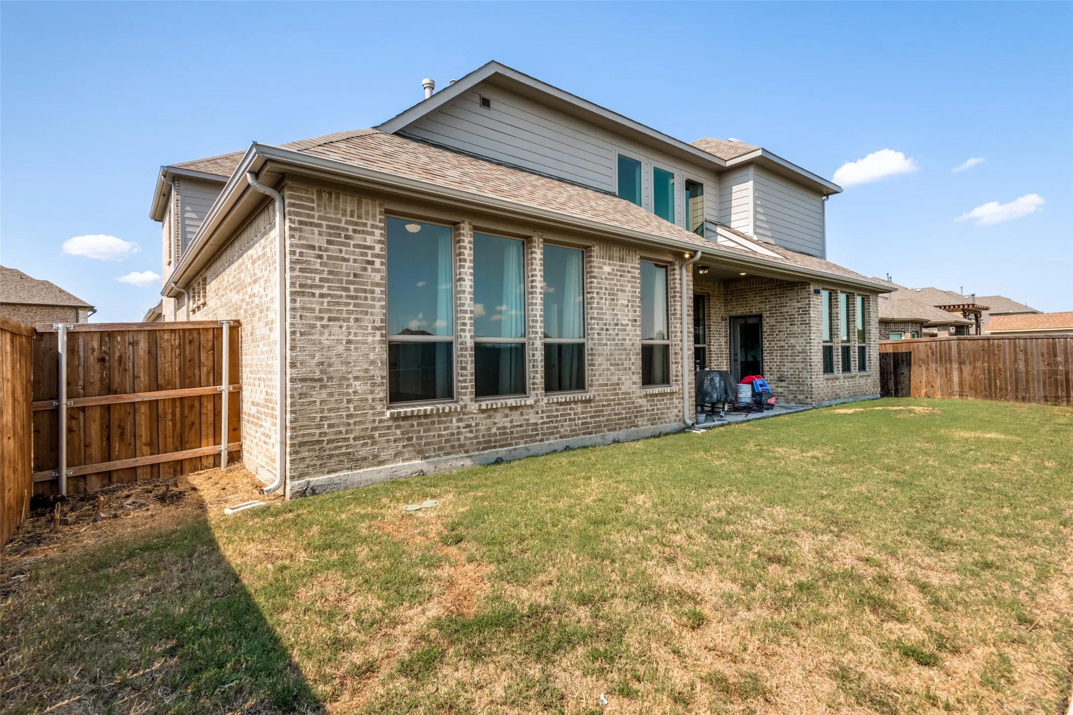Brick exterior with multiple windows