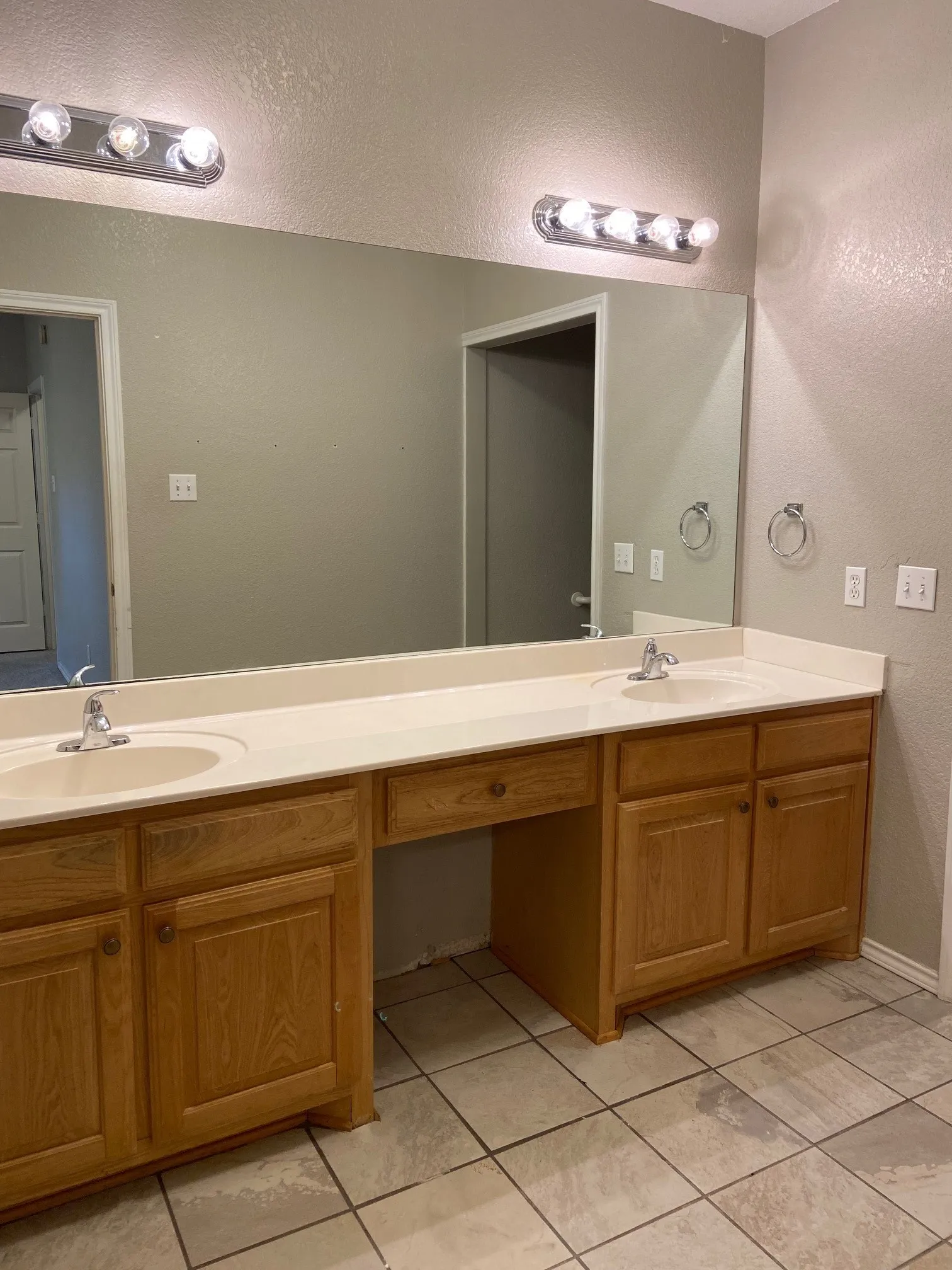 Master bath with double sinks.
