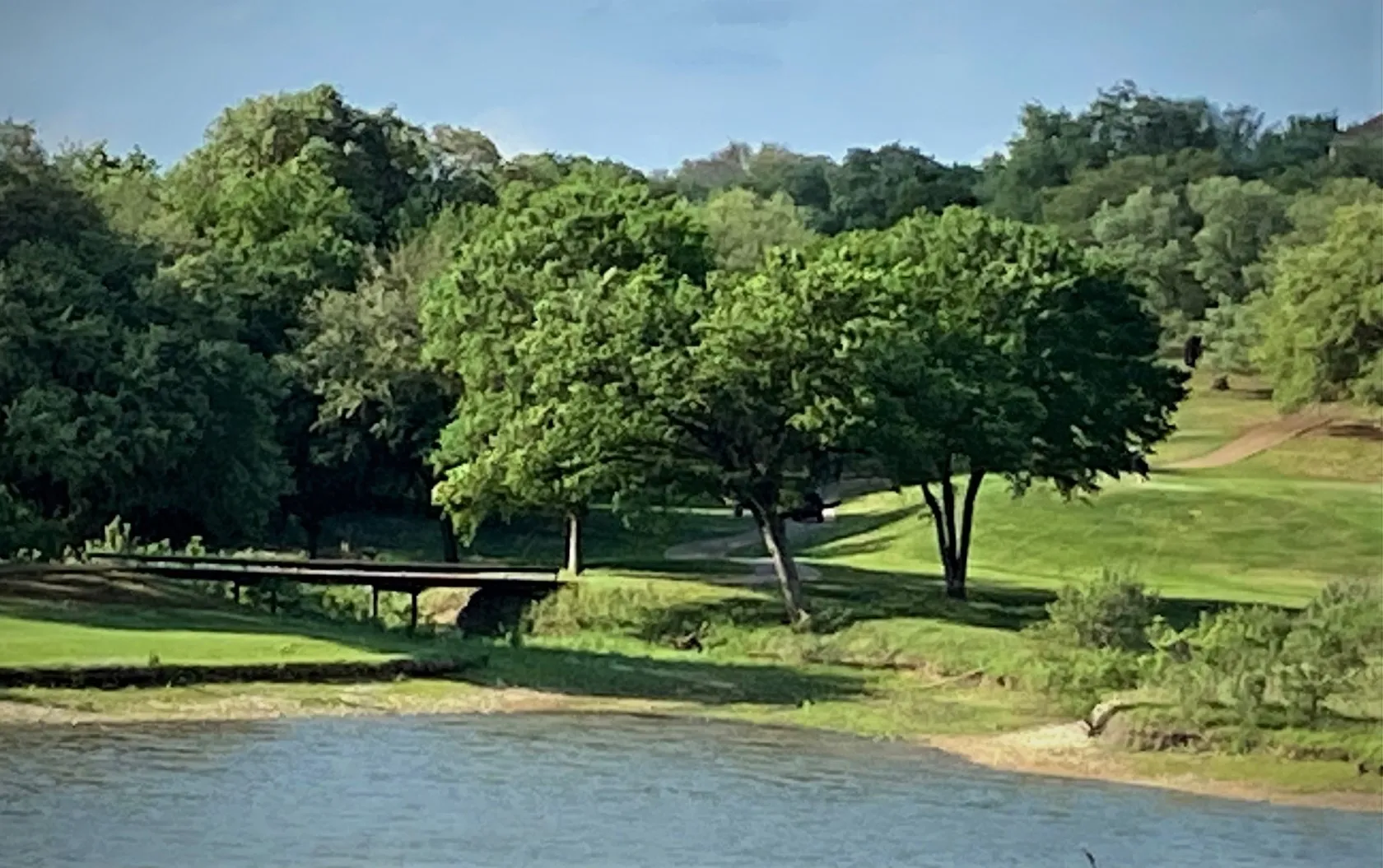 View of Old Golf Course trail and Lake Whitney.