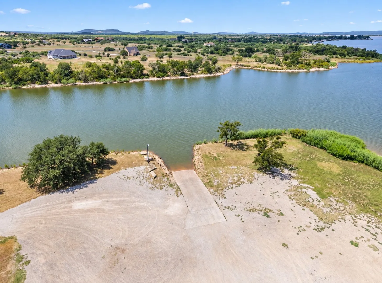 Concrete boat ramp providing water access