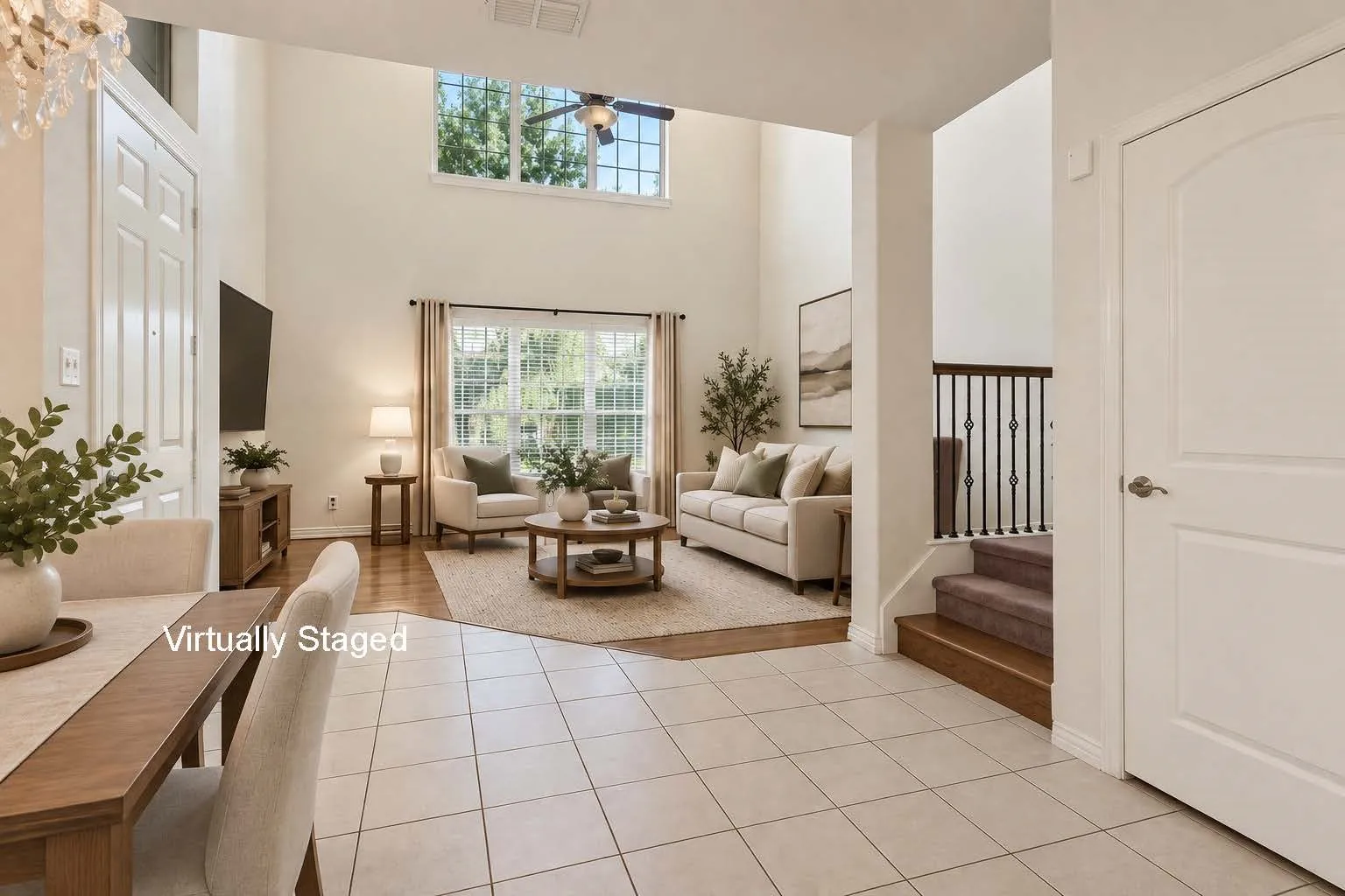 Virtually Staged- Here's another shot of the living room that shows off all the windows in the living room.