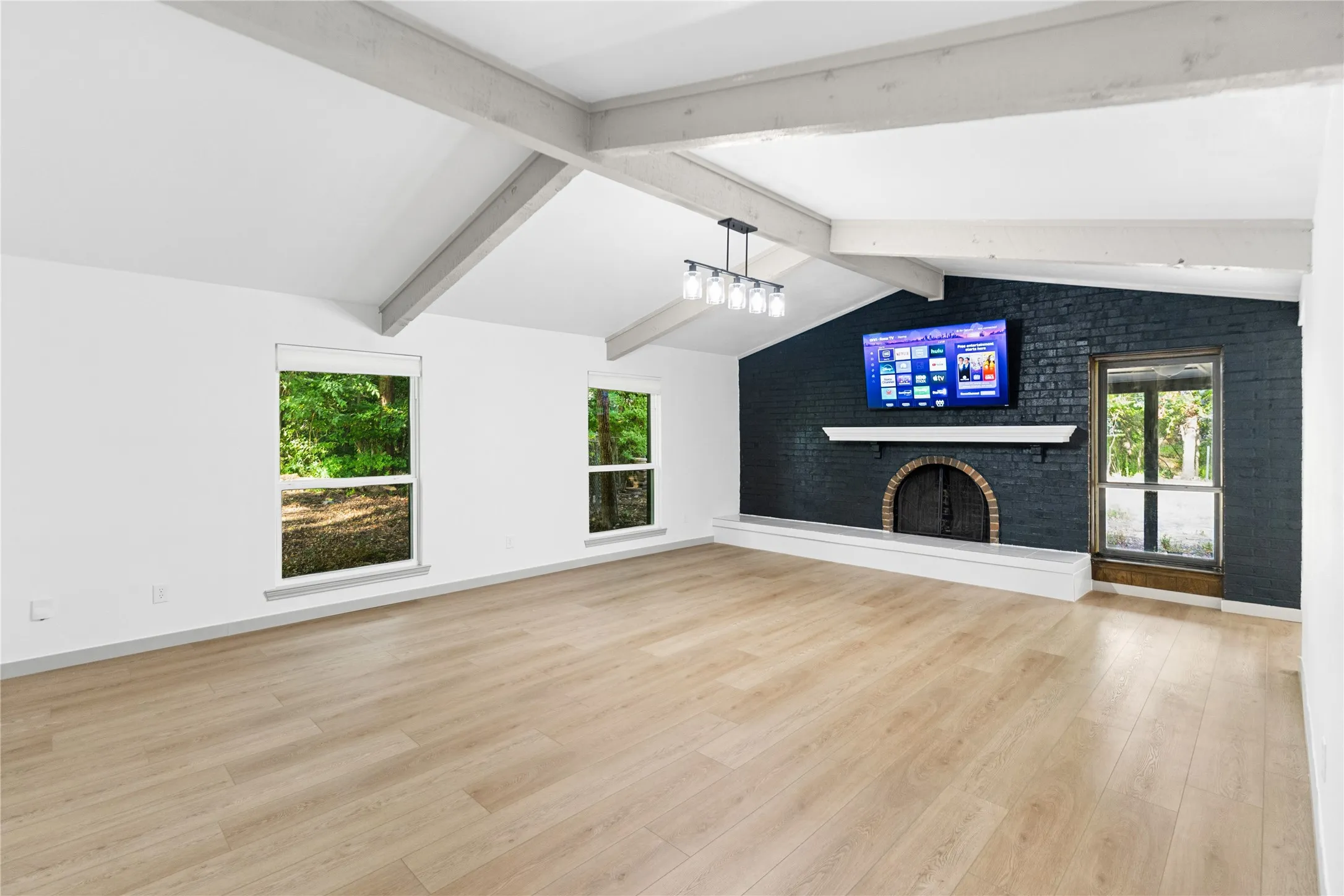 Vaulted ceilings & a painted fireplace