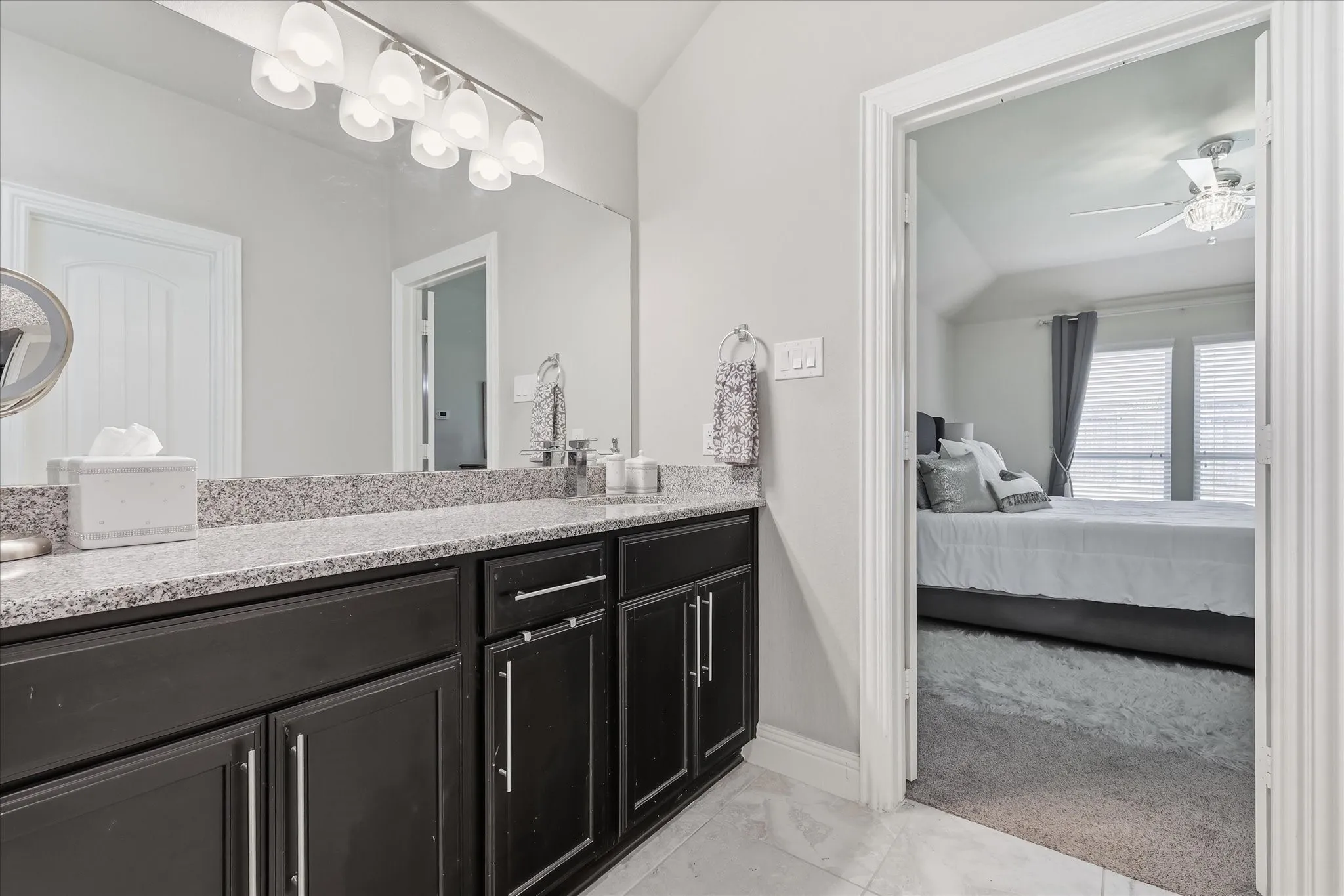 Large vanity with plumbing in place for a second sink