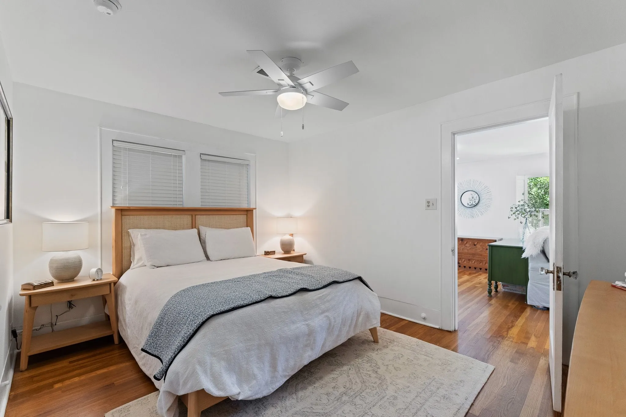 Here's a guest bedroom with new ceiling fan. It's just off the living room.