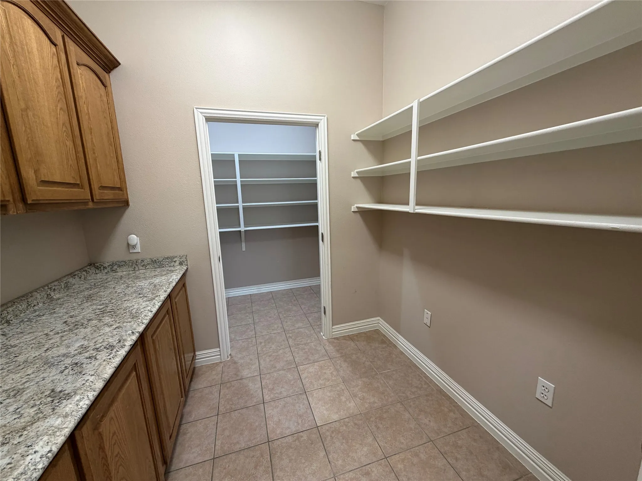 Copier room with built-in shelves.