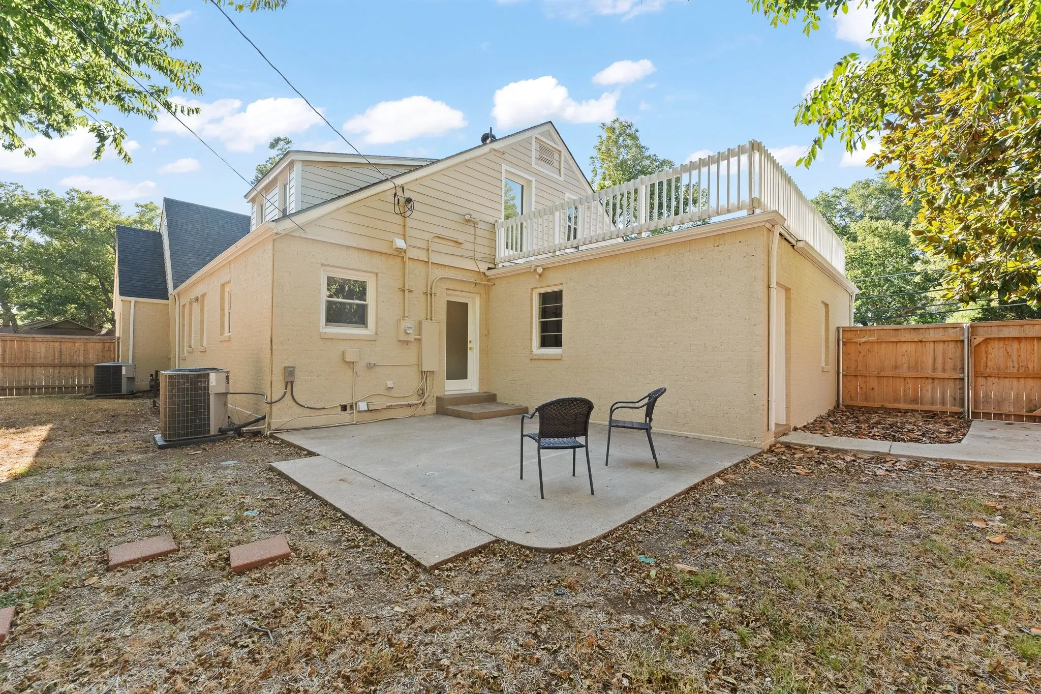 The back yard has 2 concrete patios! Here's one...
