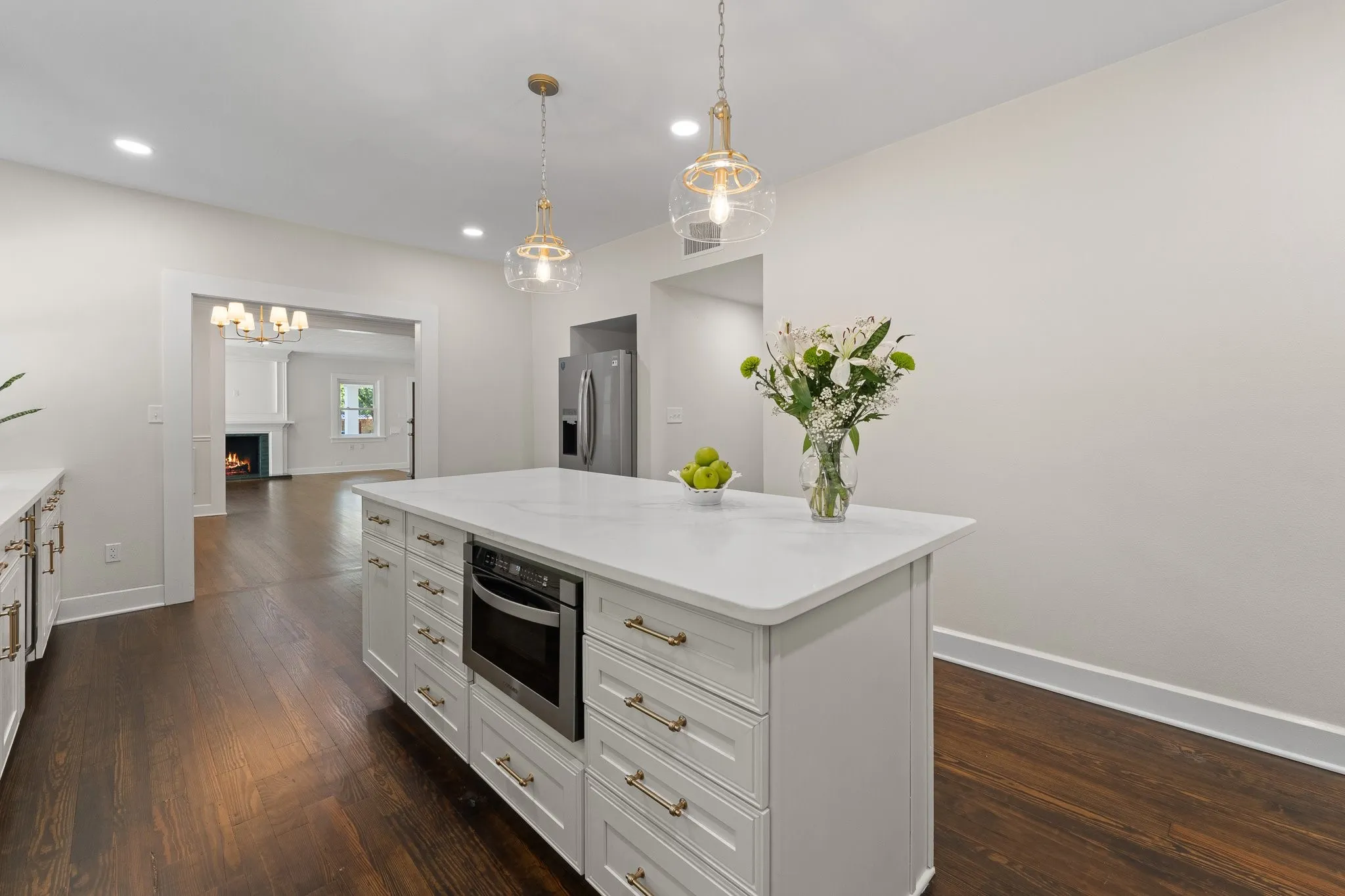 Check out all the cabinets and the cool microwave drawer!