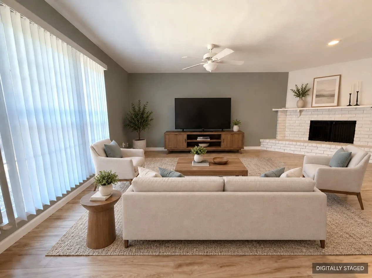 digitally staged living room