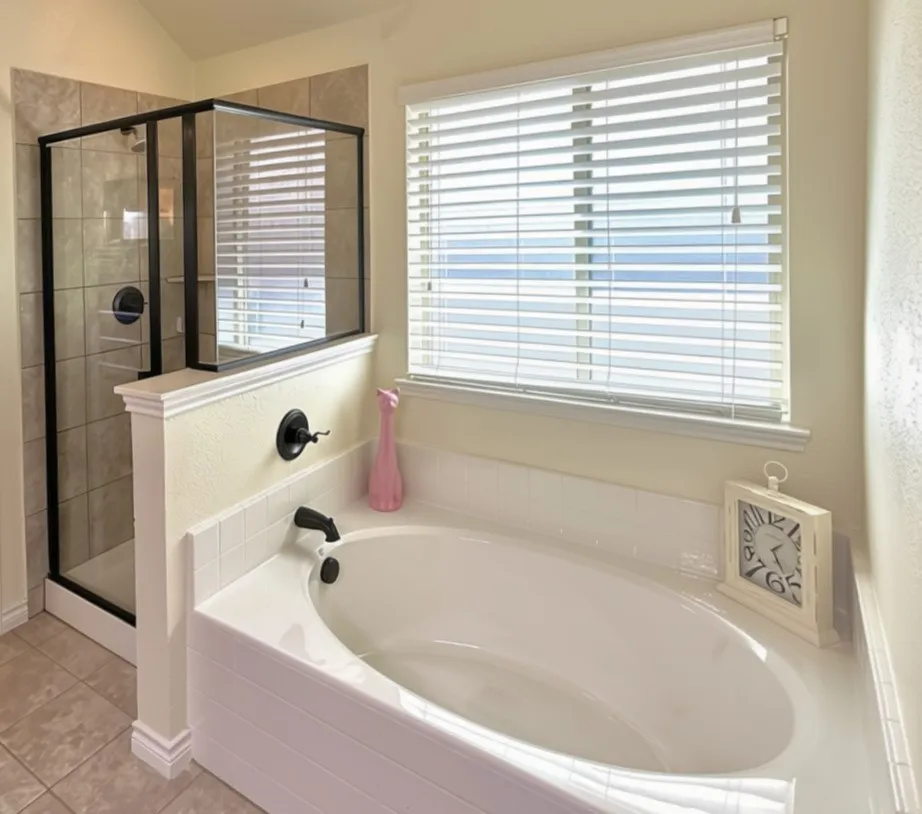 Separate shower and tub