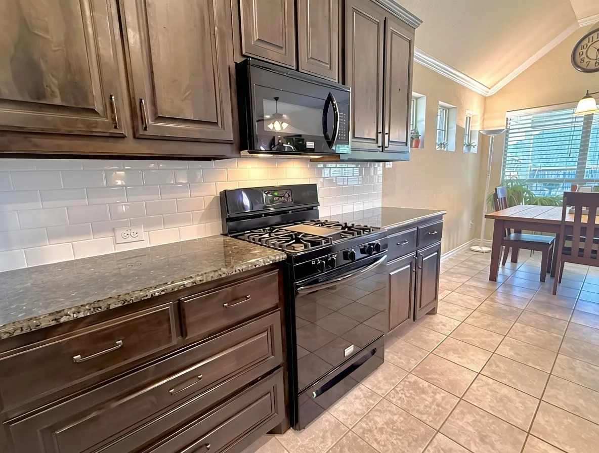Granite Countertops, gas range