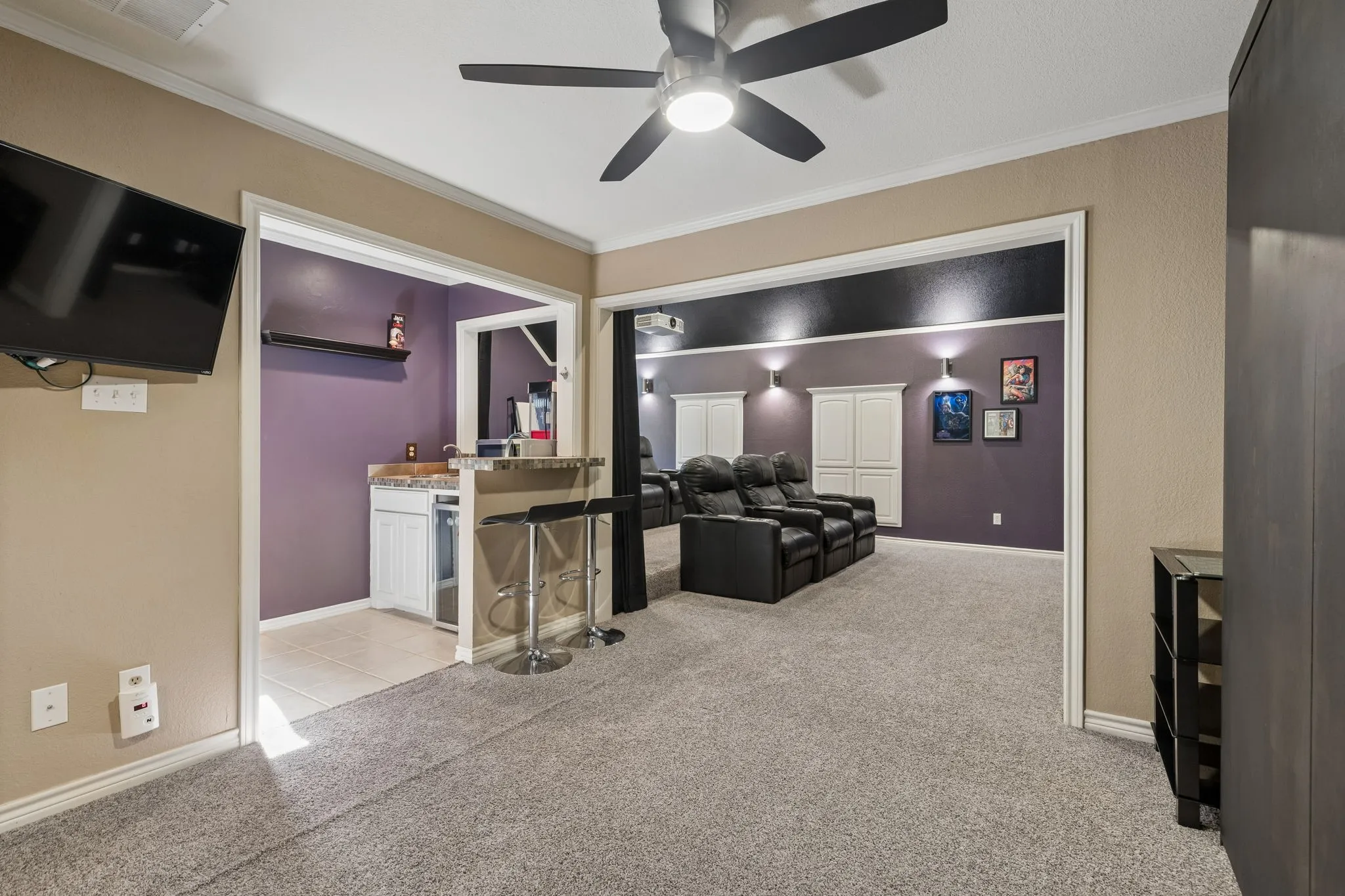 Upstairs playroom features a Murphy bed