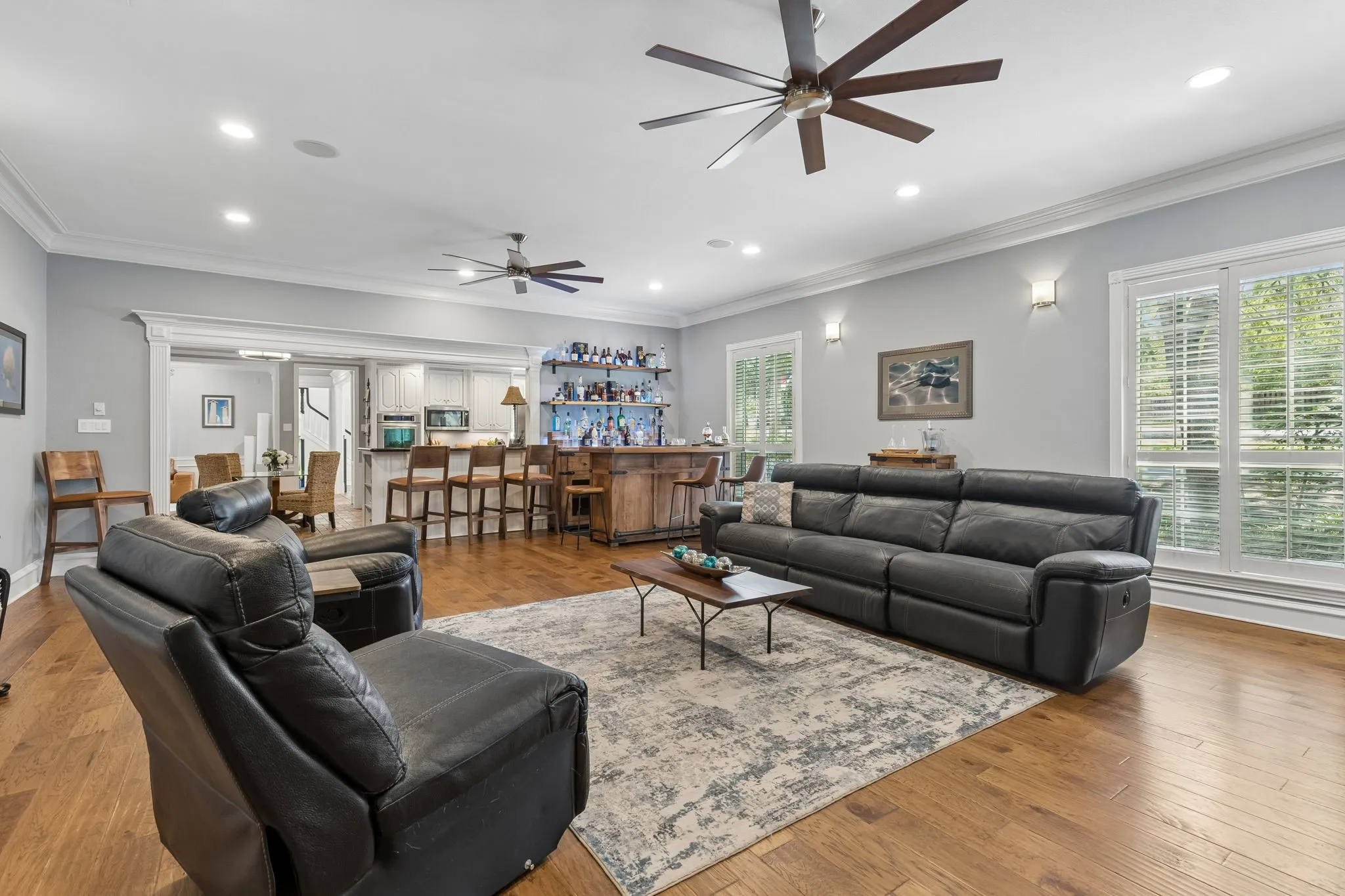 Just off the kitchen is an oversized den, providing additional flexible living space for entertaining for family time.