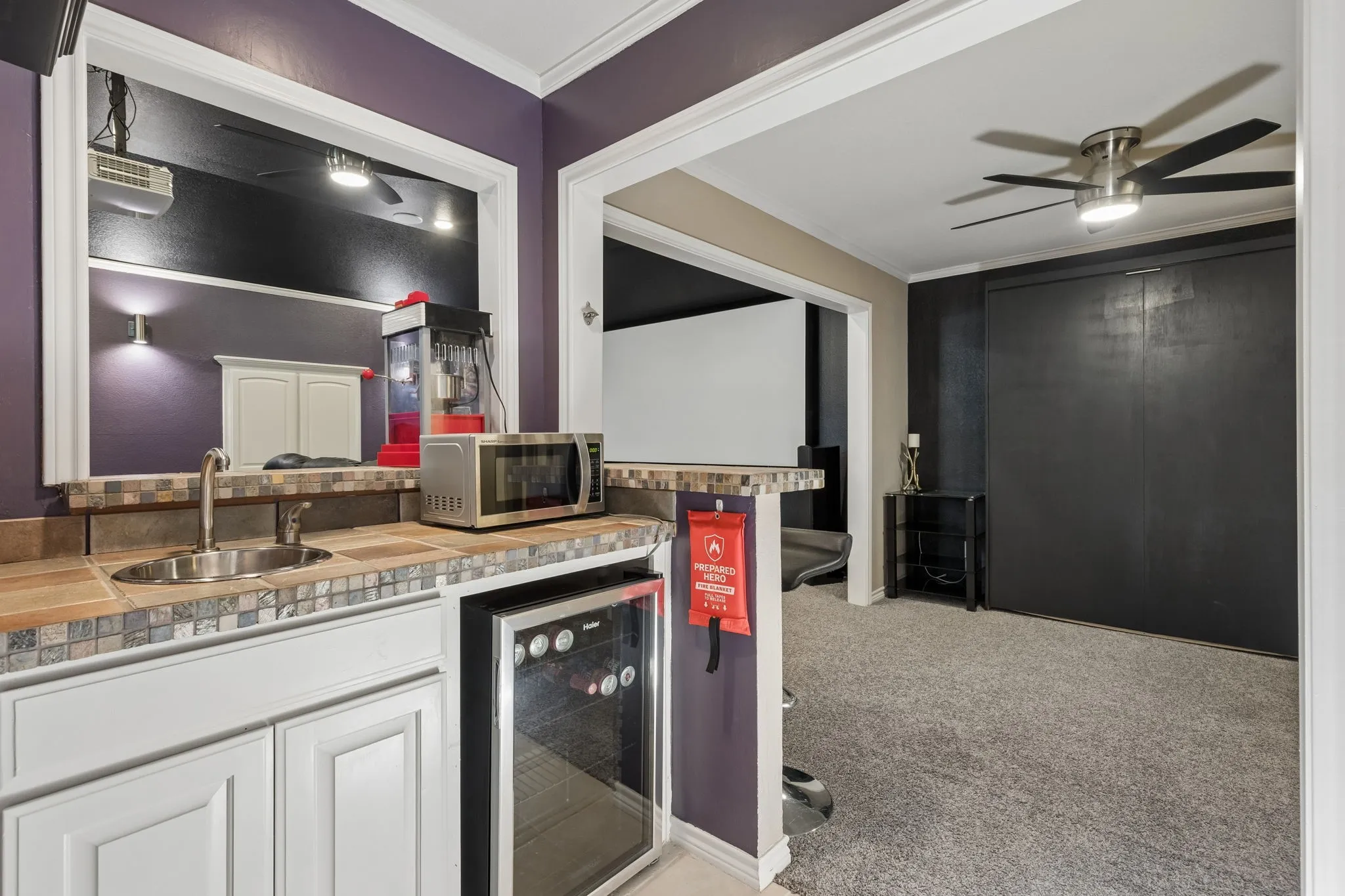 and a wet bar.