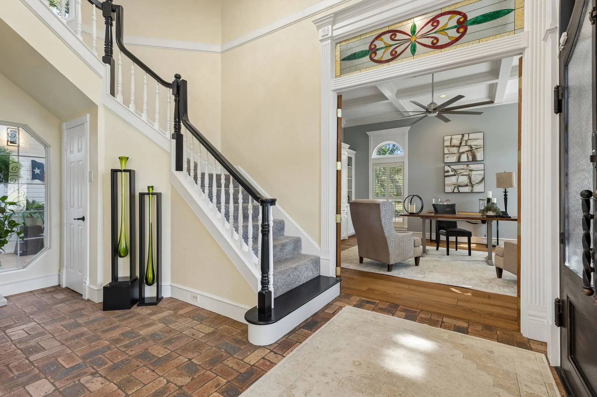 Double Wrought Iron doors welcome you to this beautiful home.