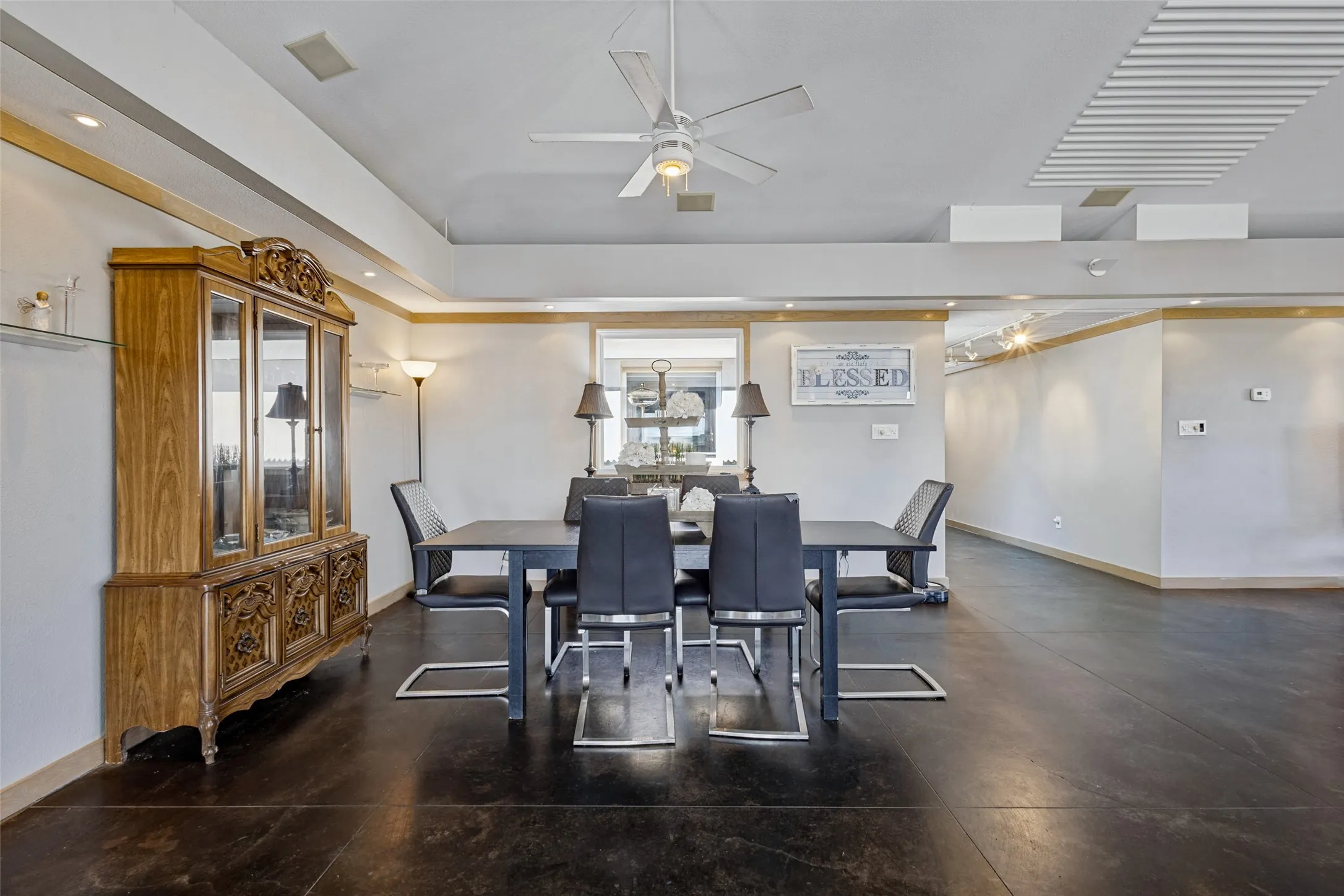 If you enjoy entertaining, this space will be the perfect backdrop.  Walls do not confine the size of the table and there is plenty of space for extra overflow during large parties or holidays.  A window opens to the outside allowing natural light.