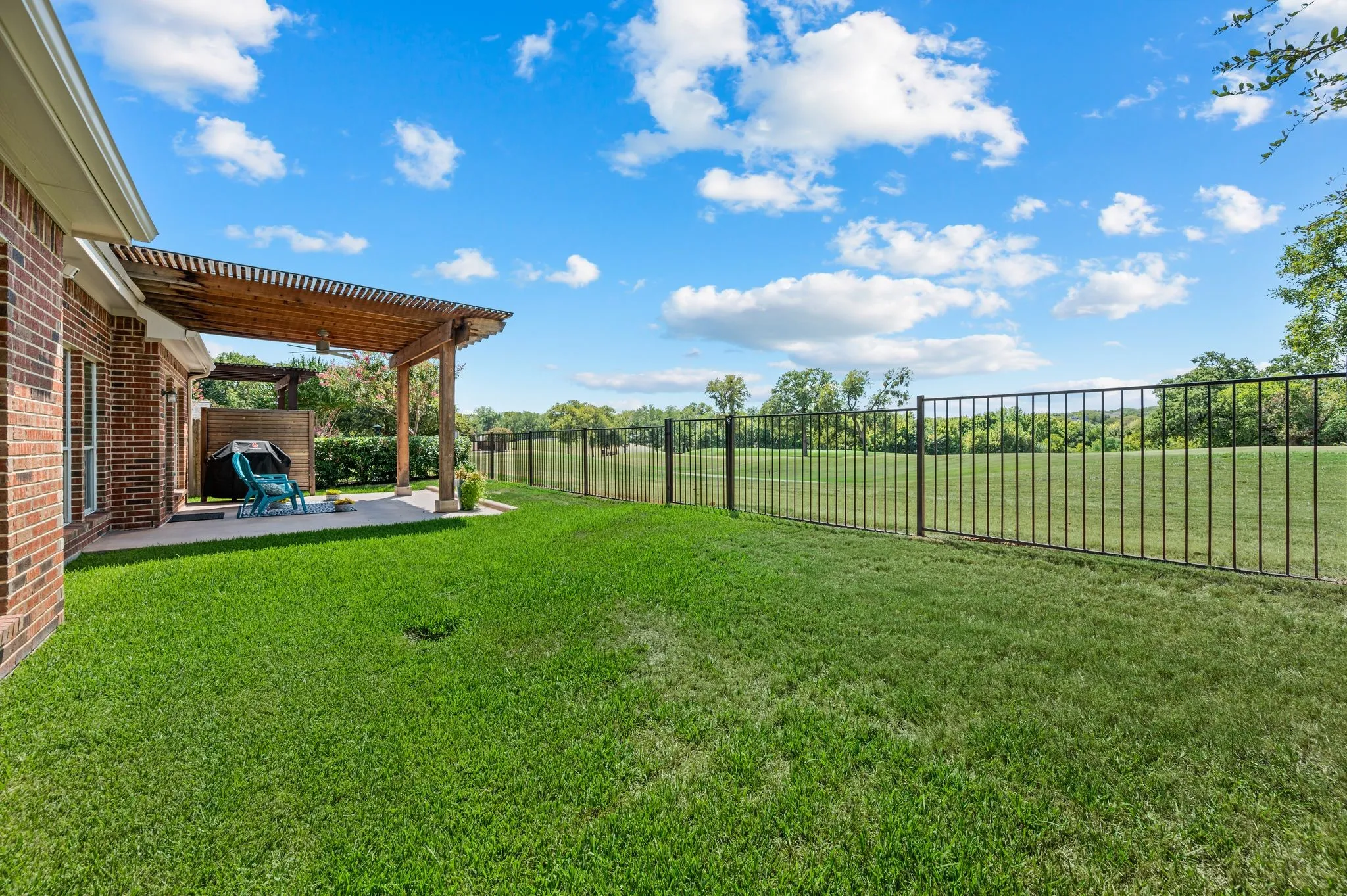 Inviting and low-maintenance backyard.