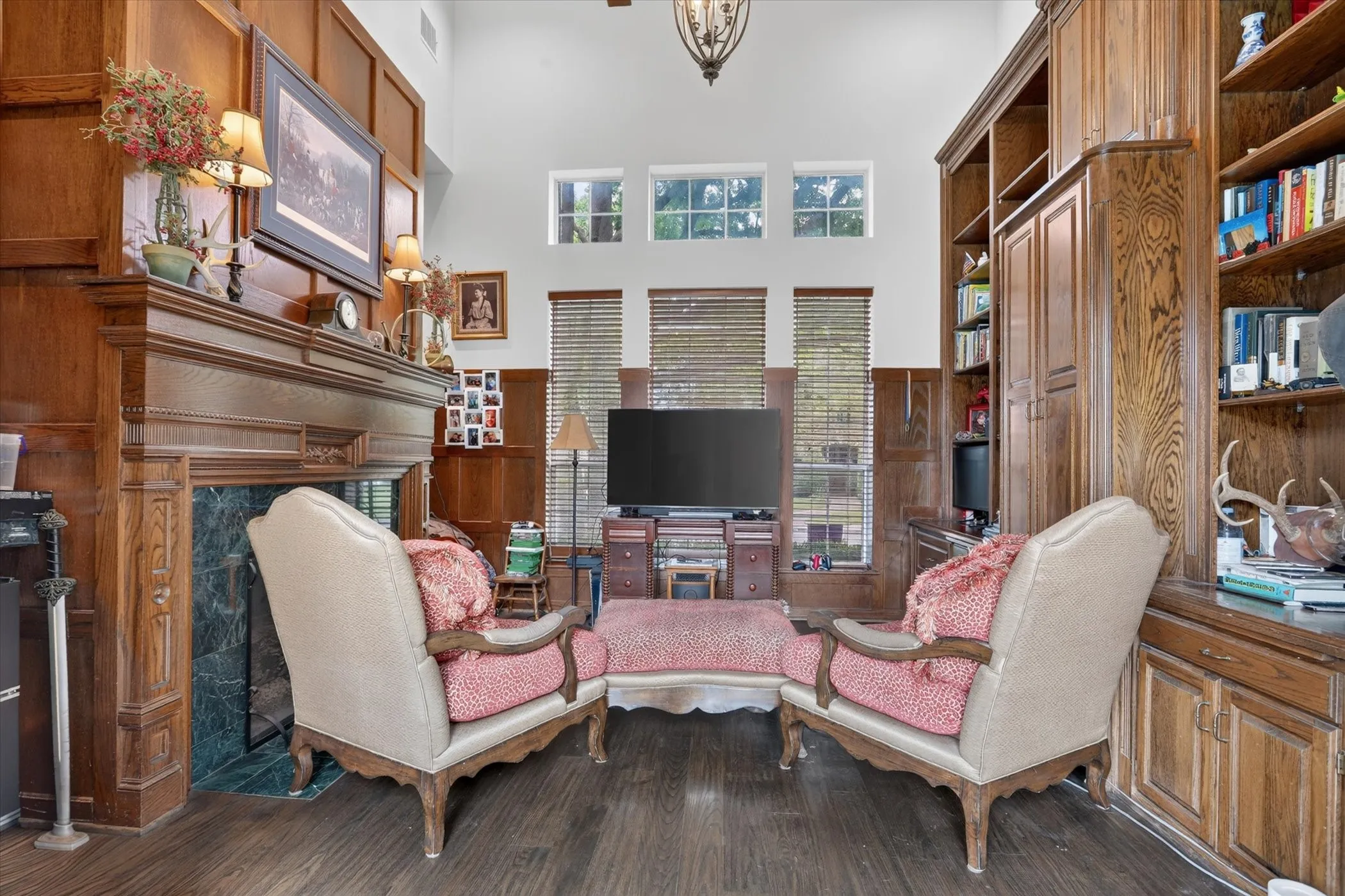 On west wing of the house, incls.fireplace and built-ins