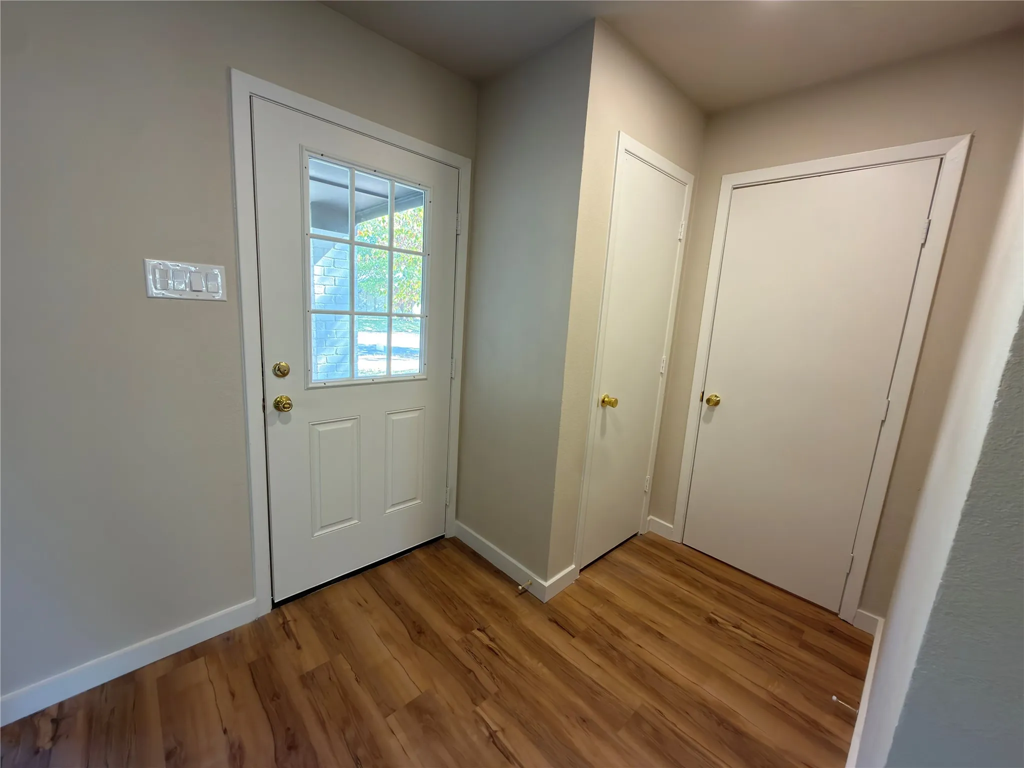 Wood-finish flooring with neutral wall paint