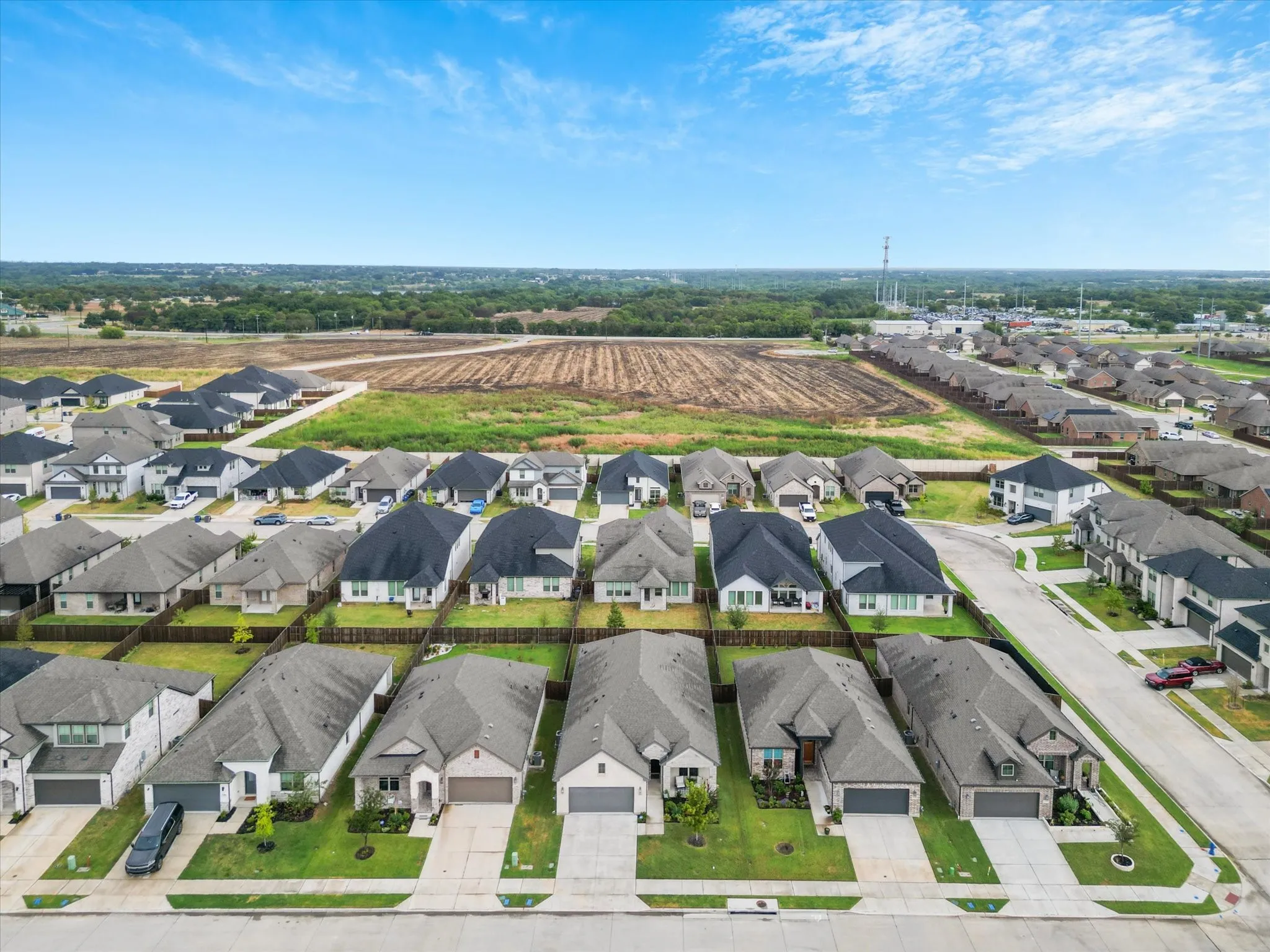 Residential development with multiple single-story and two-story homes