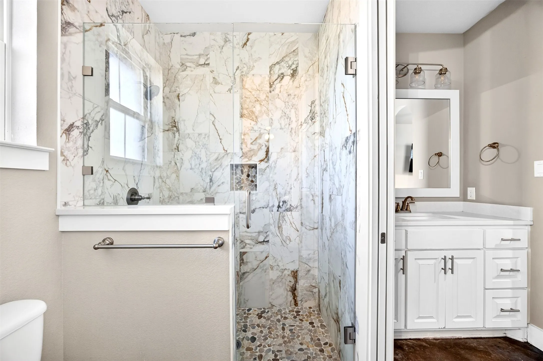 Jack and Jill bathroom with gorgeous stand up shower