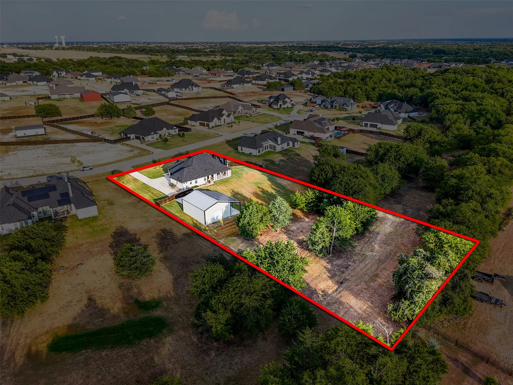 Aerial view with property boundary estimate