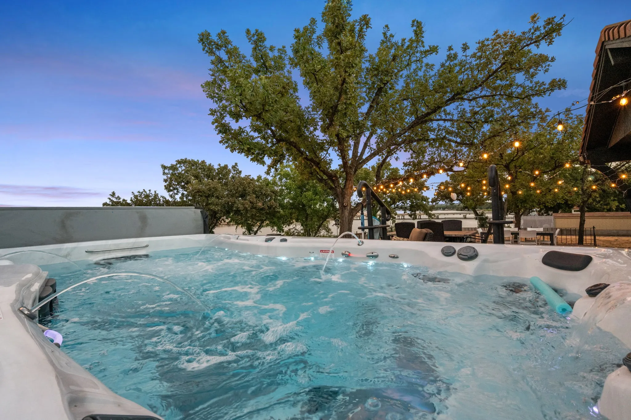 Above ground Michael Phelps swimming pool and spa combined.