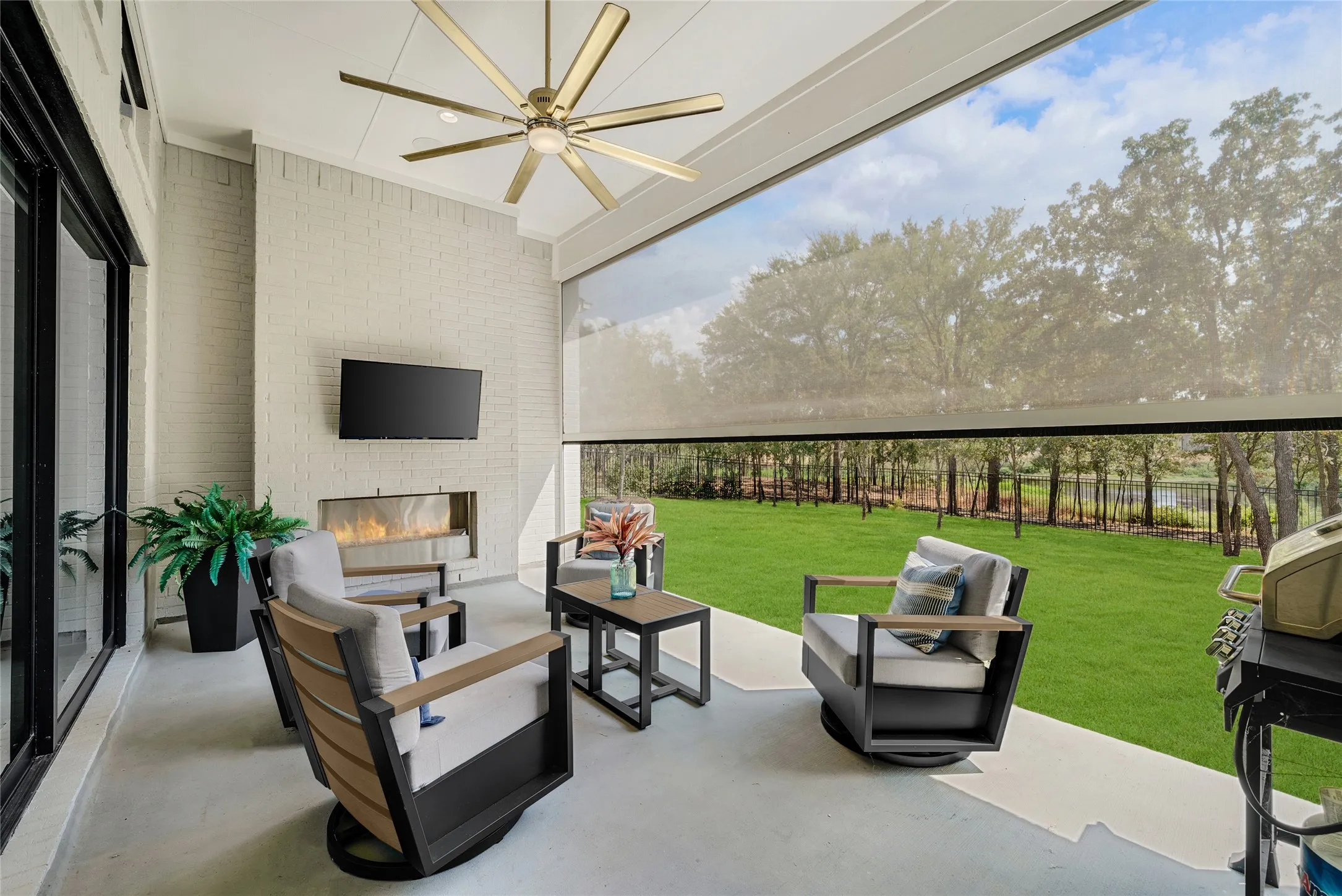 Motorized screen so your patio can be enjoyed all year round