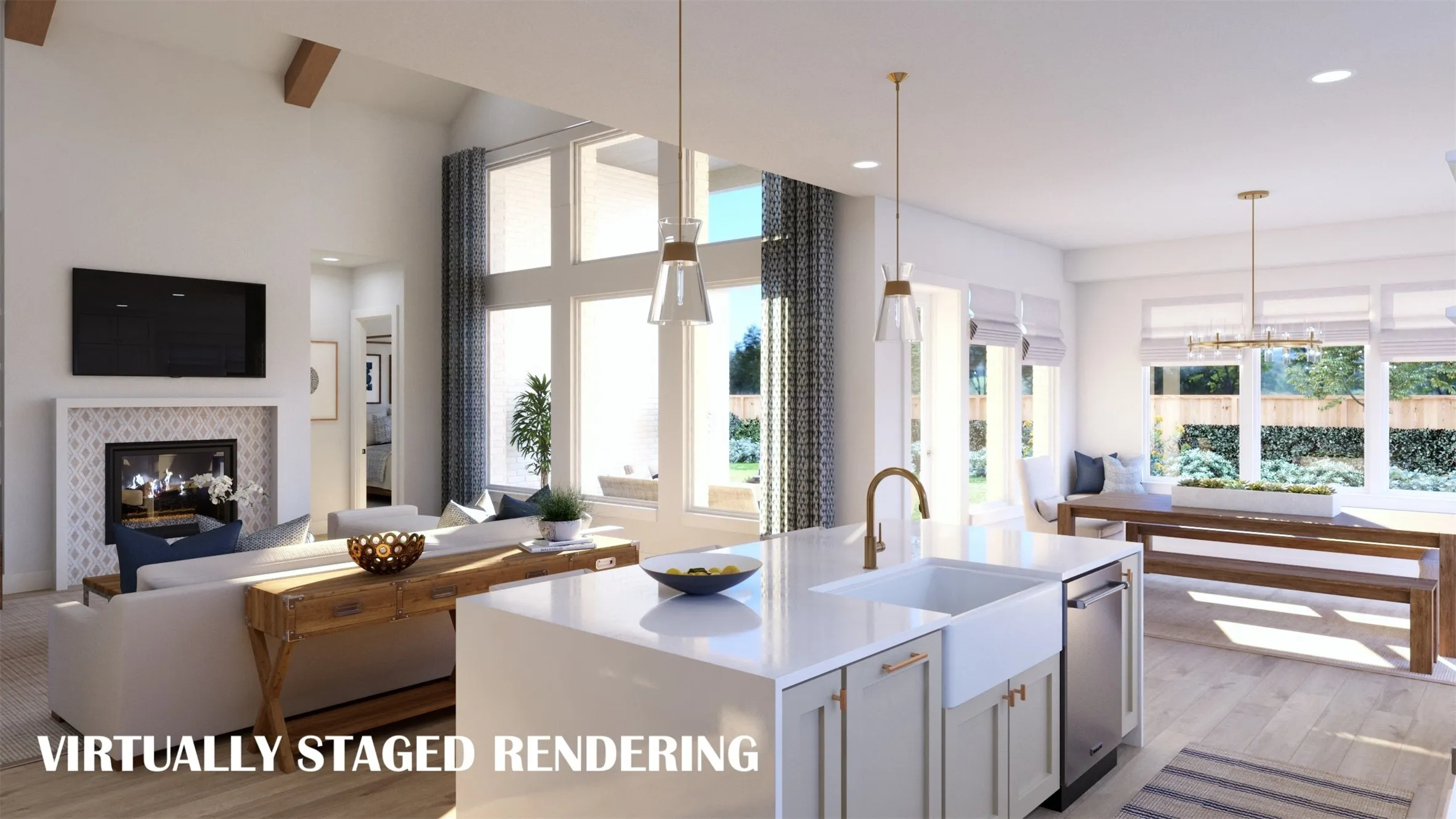 With a view throughout the main floor and into the backyard, this dream kitchen has it all!  VIRTUALLY STAGED RENDERING