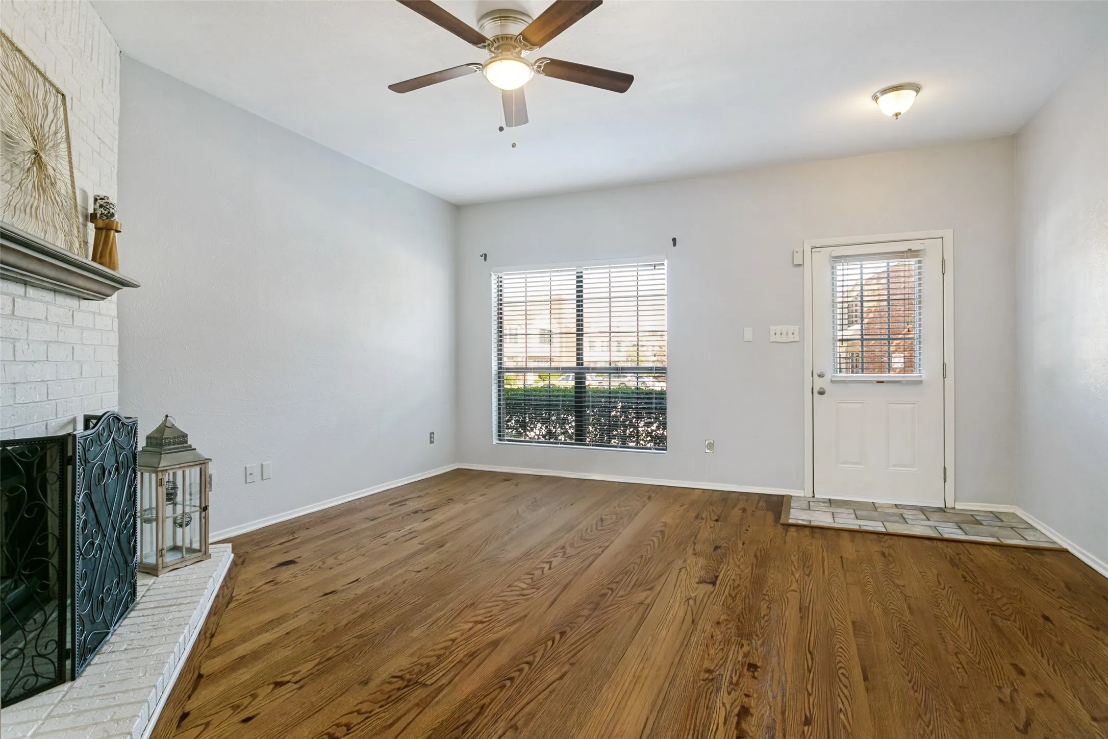 Living area open to front of condo unit