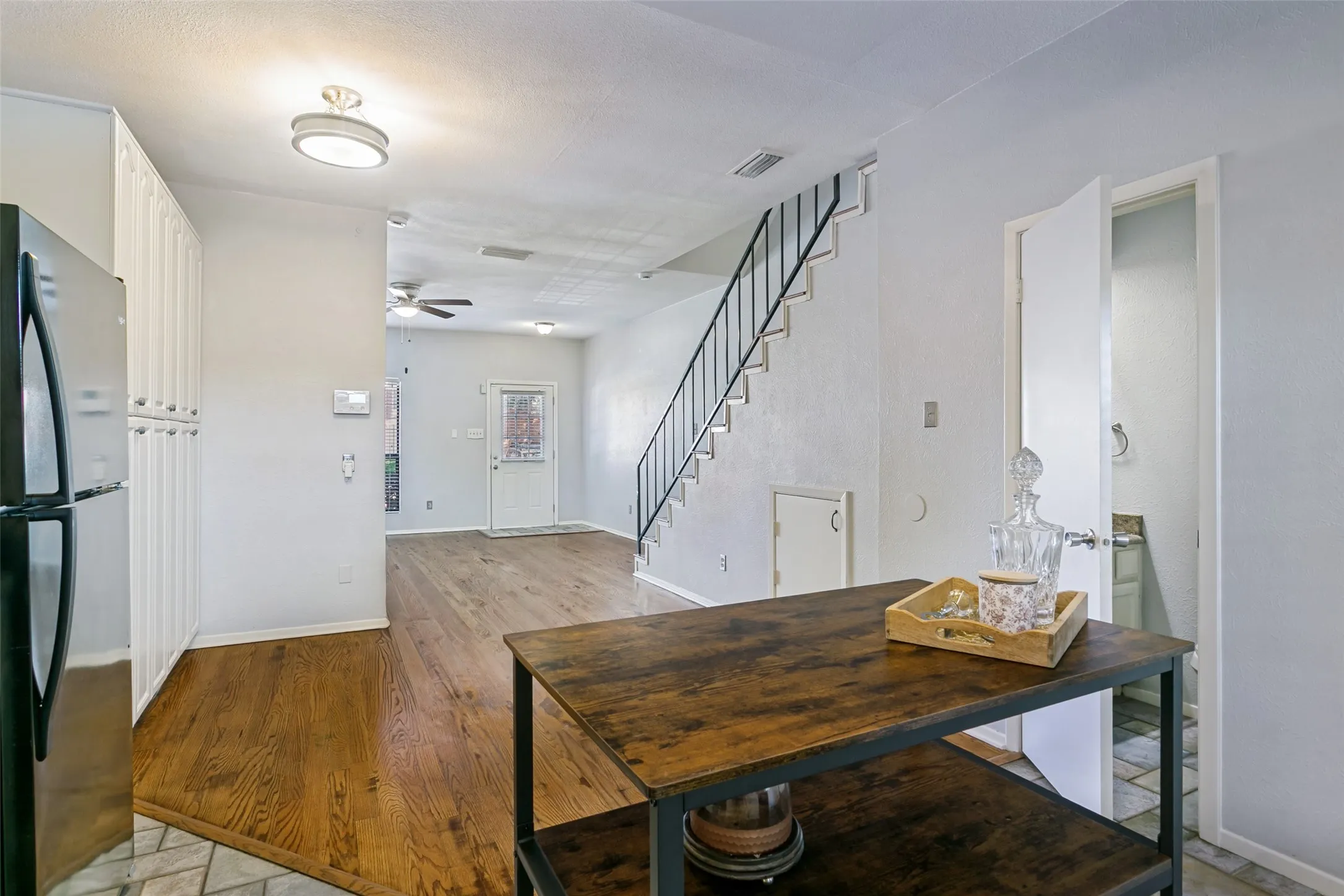 Ample space for dining table open to kitchen and living space