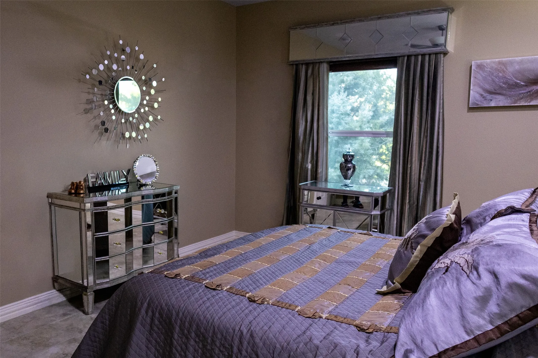 Window with drapery and a decorative valance