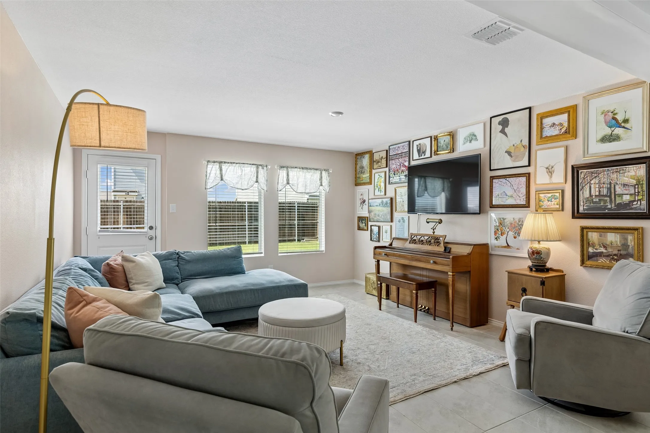 Living room overlooking backyard