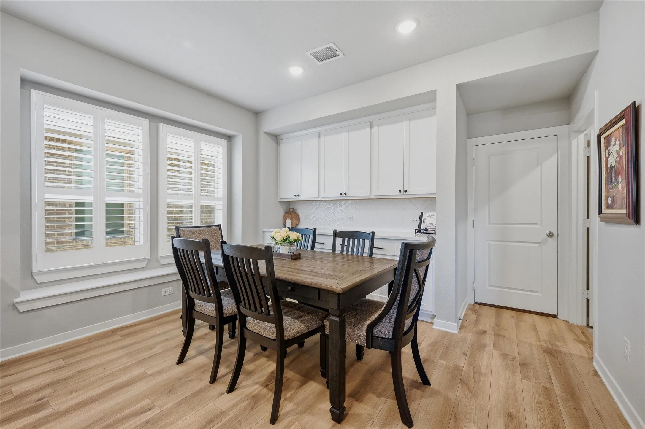 Dining Area with built in cabinets