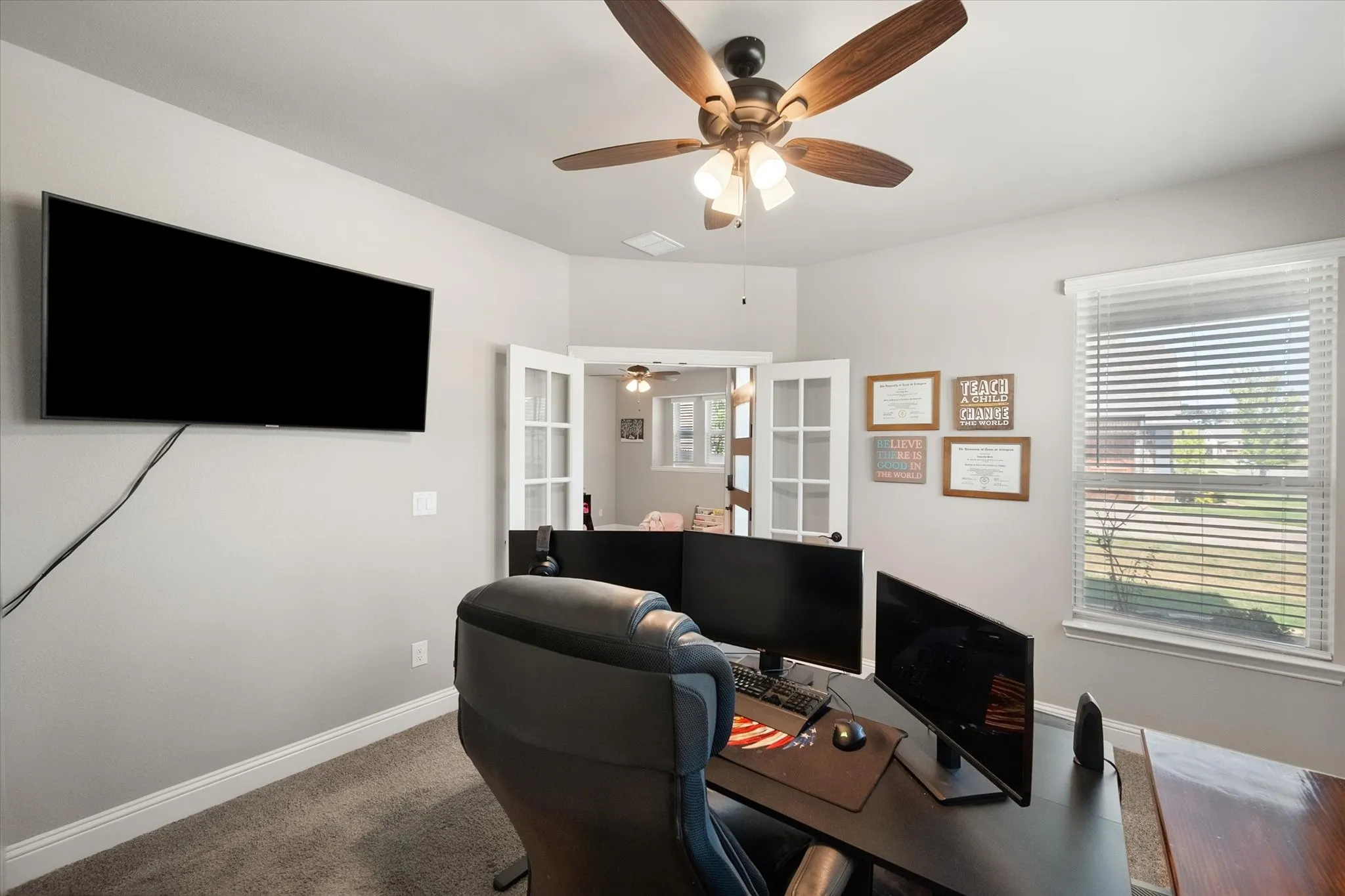 Office with French doors