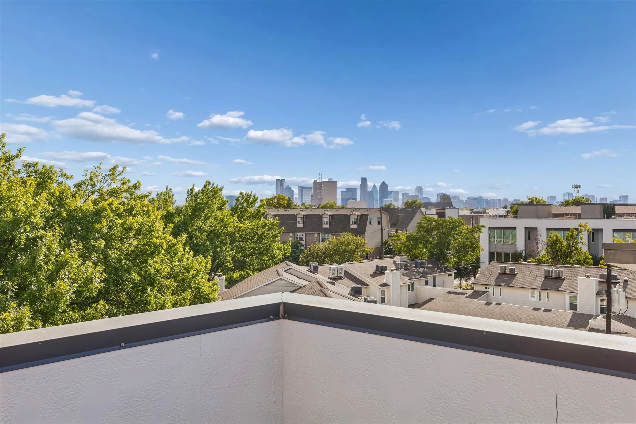 Rooftop terrace with a cityscape backdrop