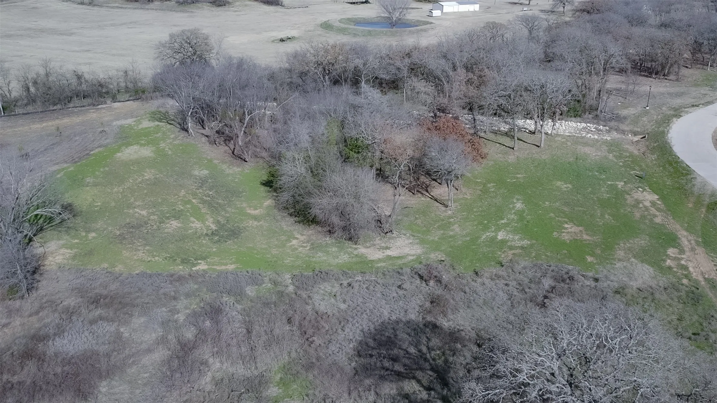 Expansive land parcel with partial tree coverage