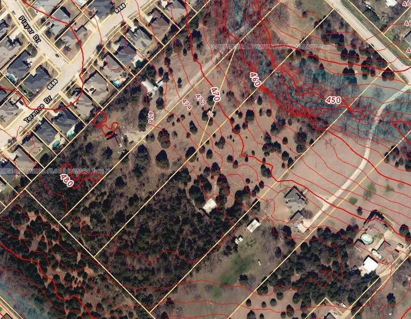 Topographic Survey. Illustrating elevation contours and property boundaries on the property