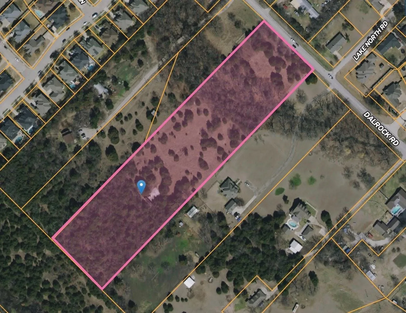 Aerial Survey Map. Depicting the property boundary in relation to surrounding parcels and roadways