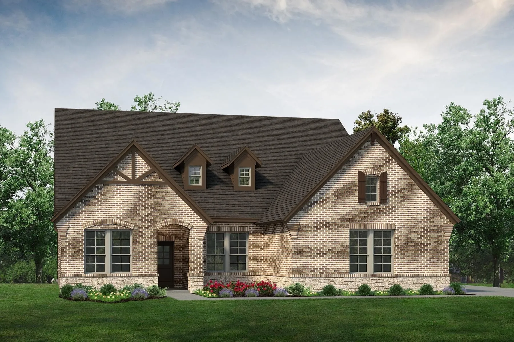 Brick exterior with stone accents