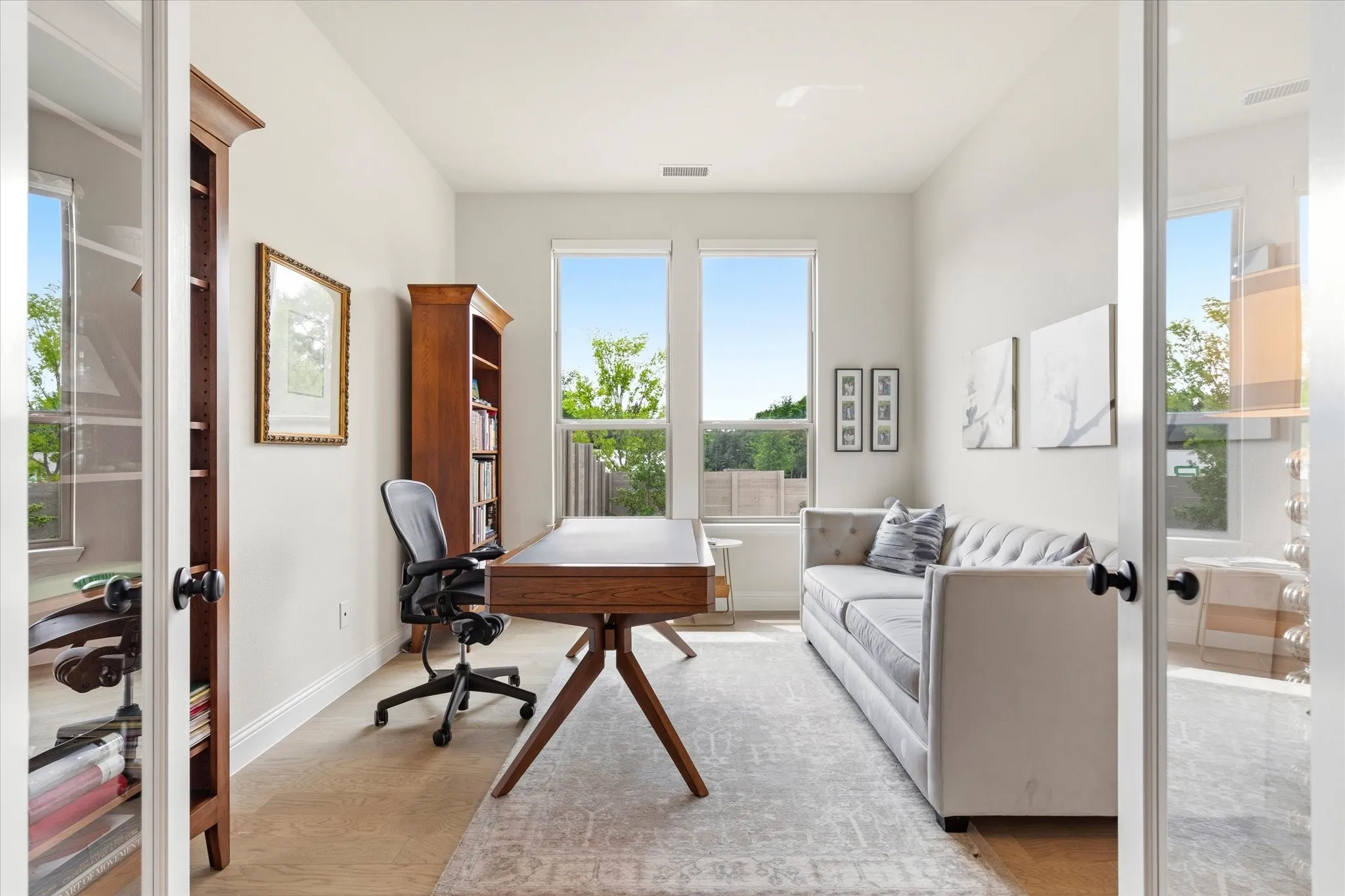 A dedicated office area with lots of natural light.