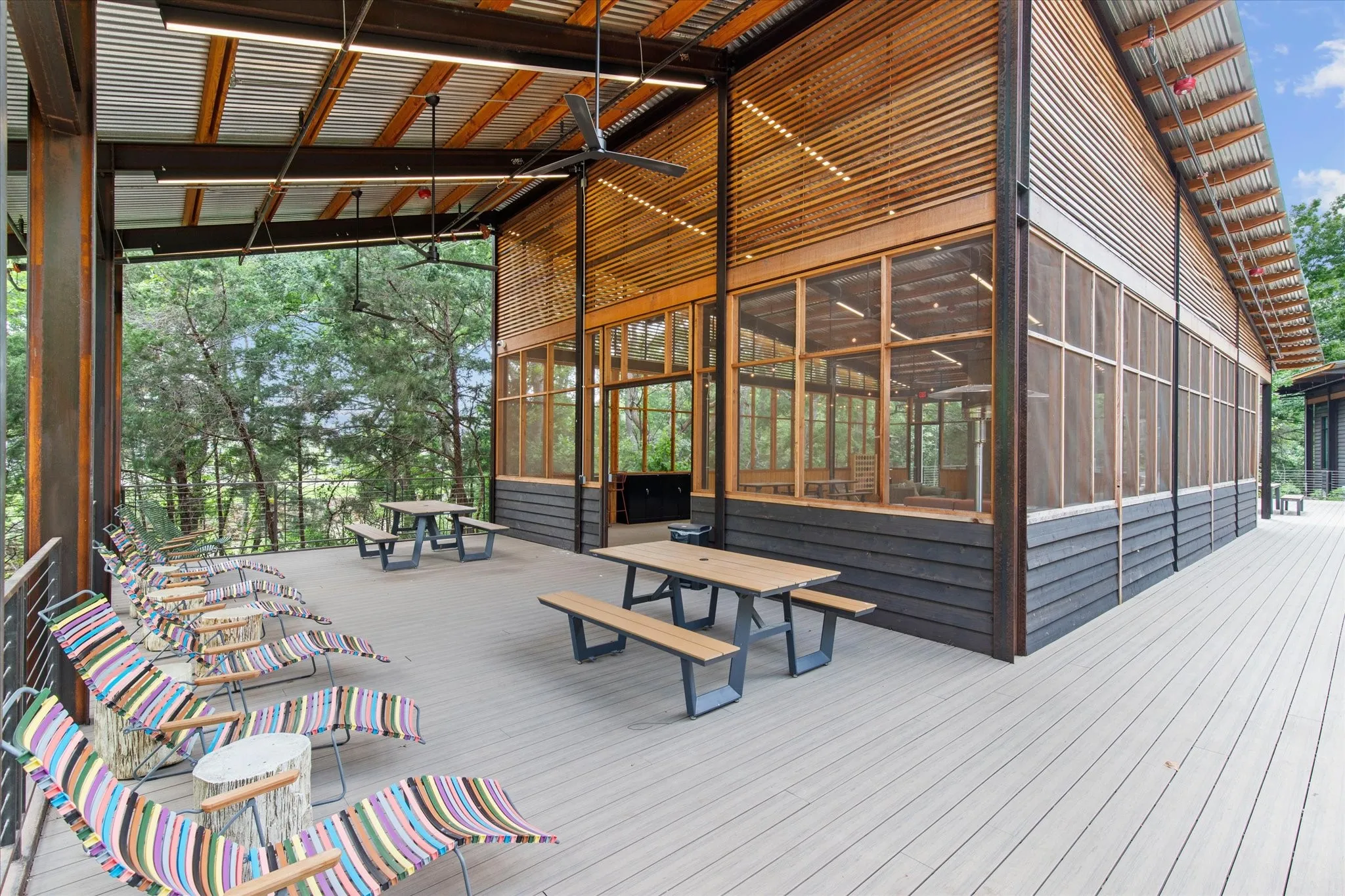 Covered porch for events and concerts across the street in the park area.