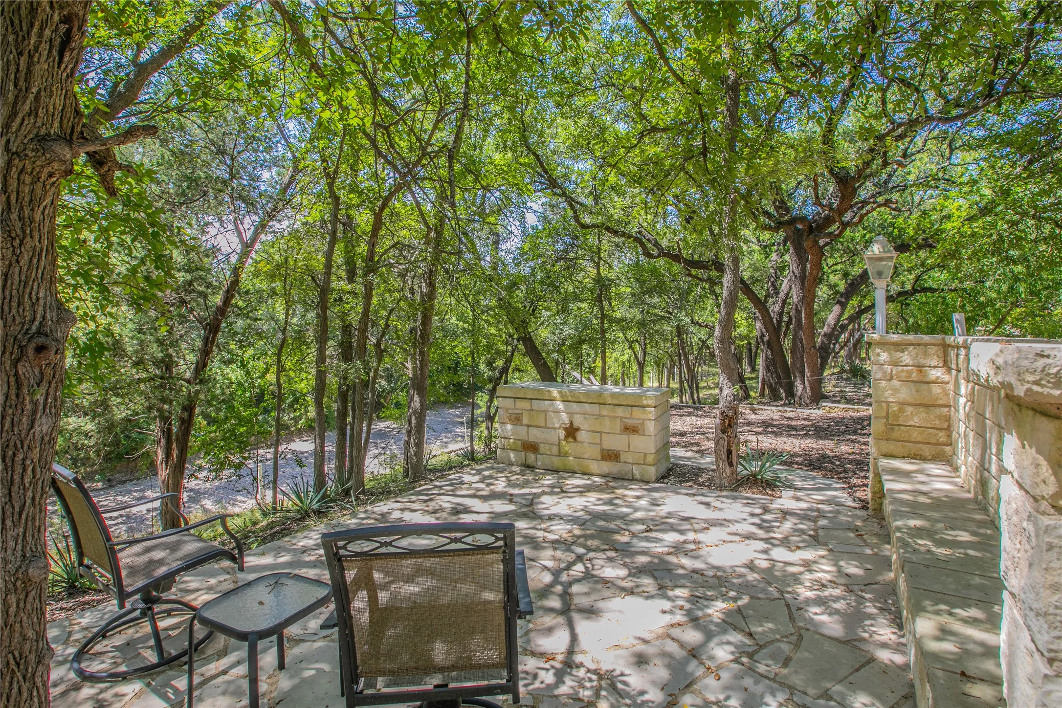 Sitting area by creek