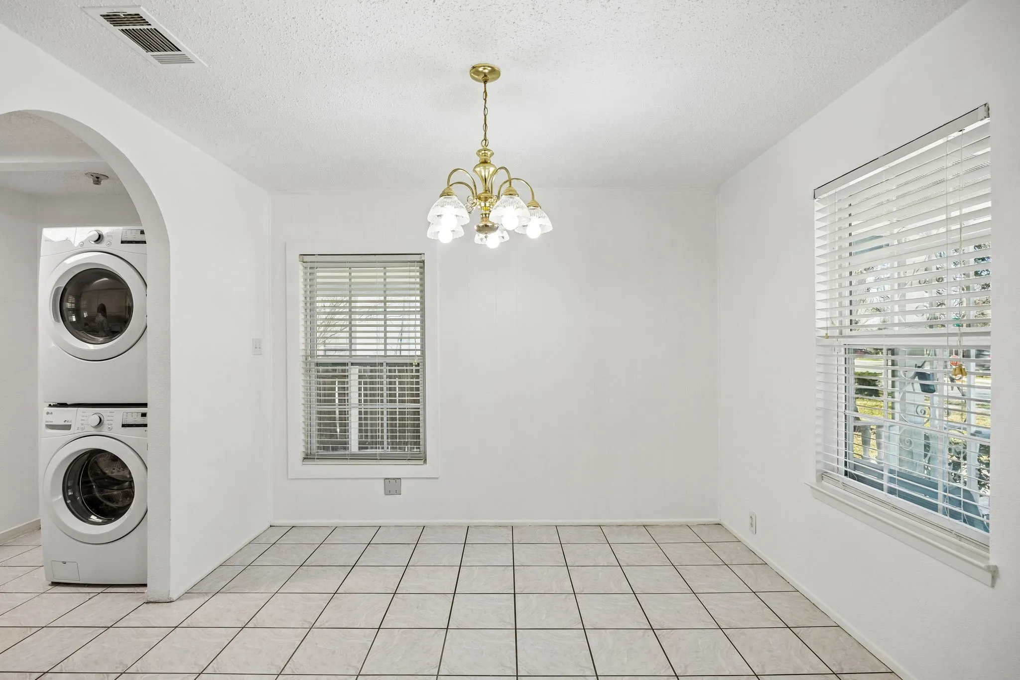 Spacious dining room off of kitchen and living area.
