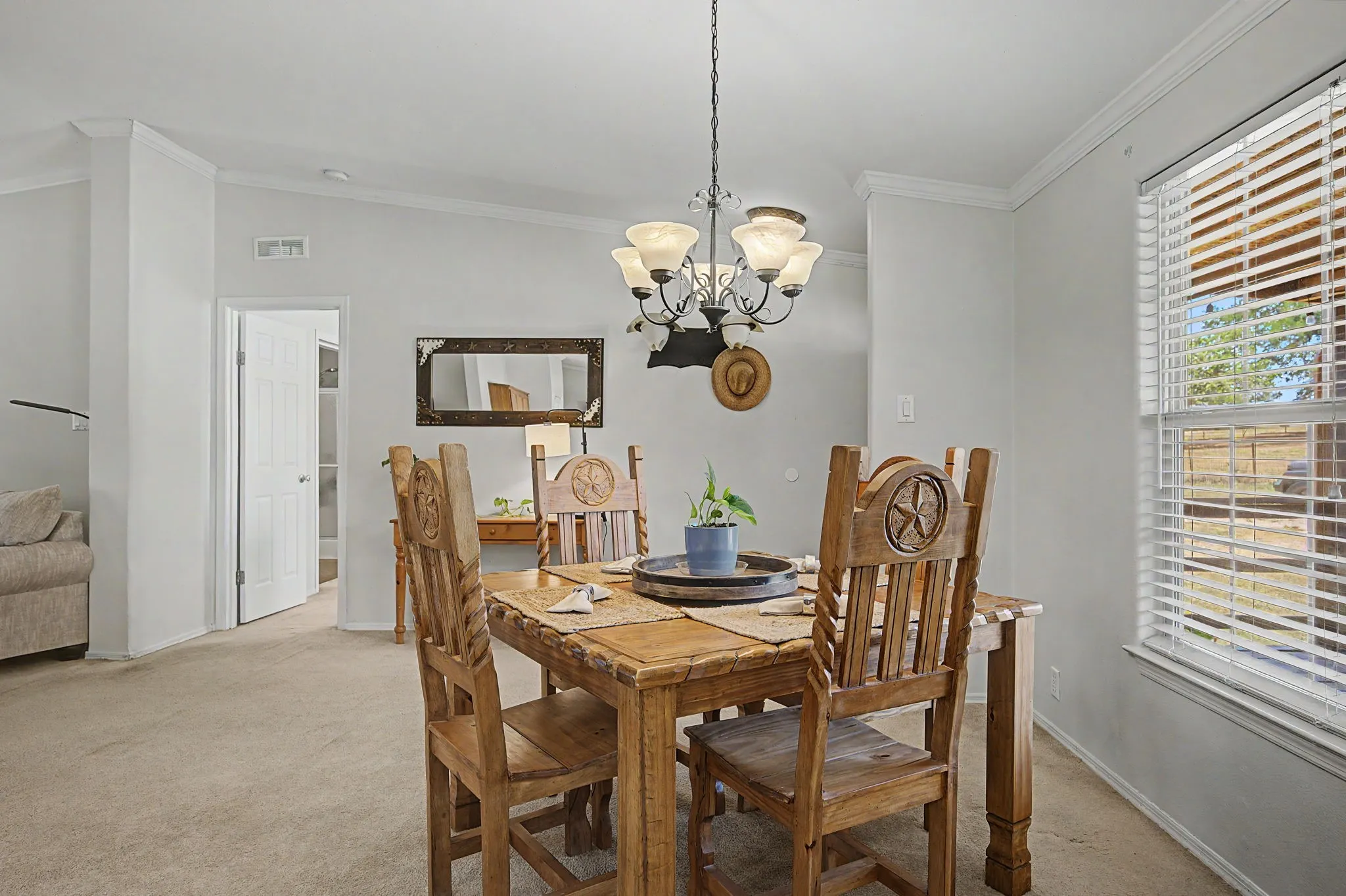 Formal dining area is large enough to fit a longer table if desired.