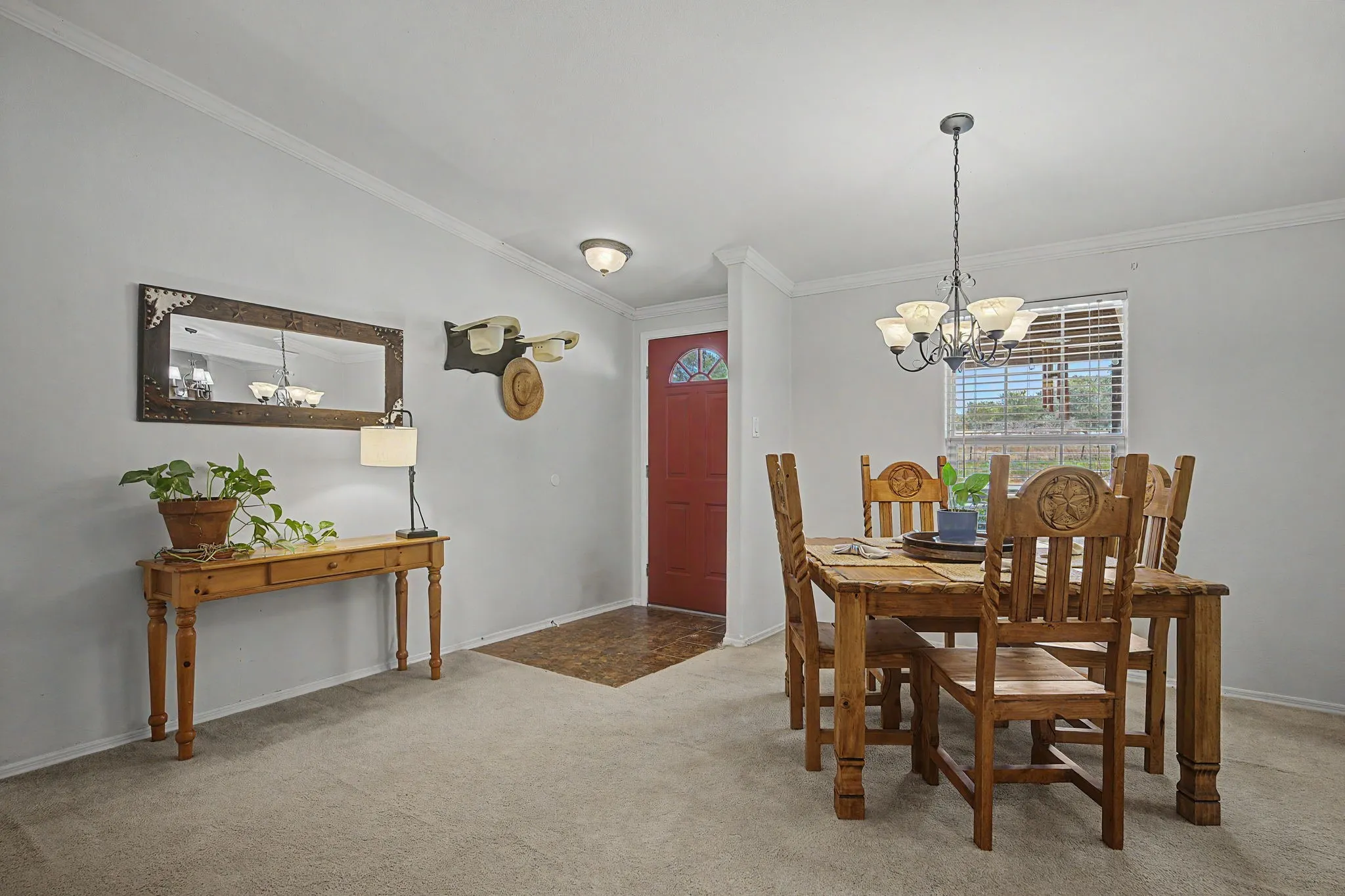 Entry opens into a spacious open concept home.