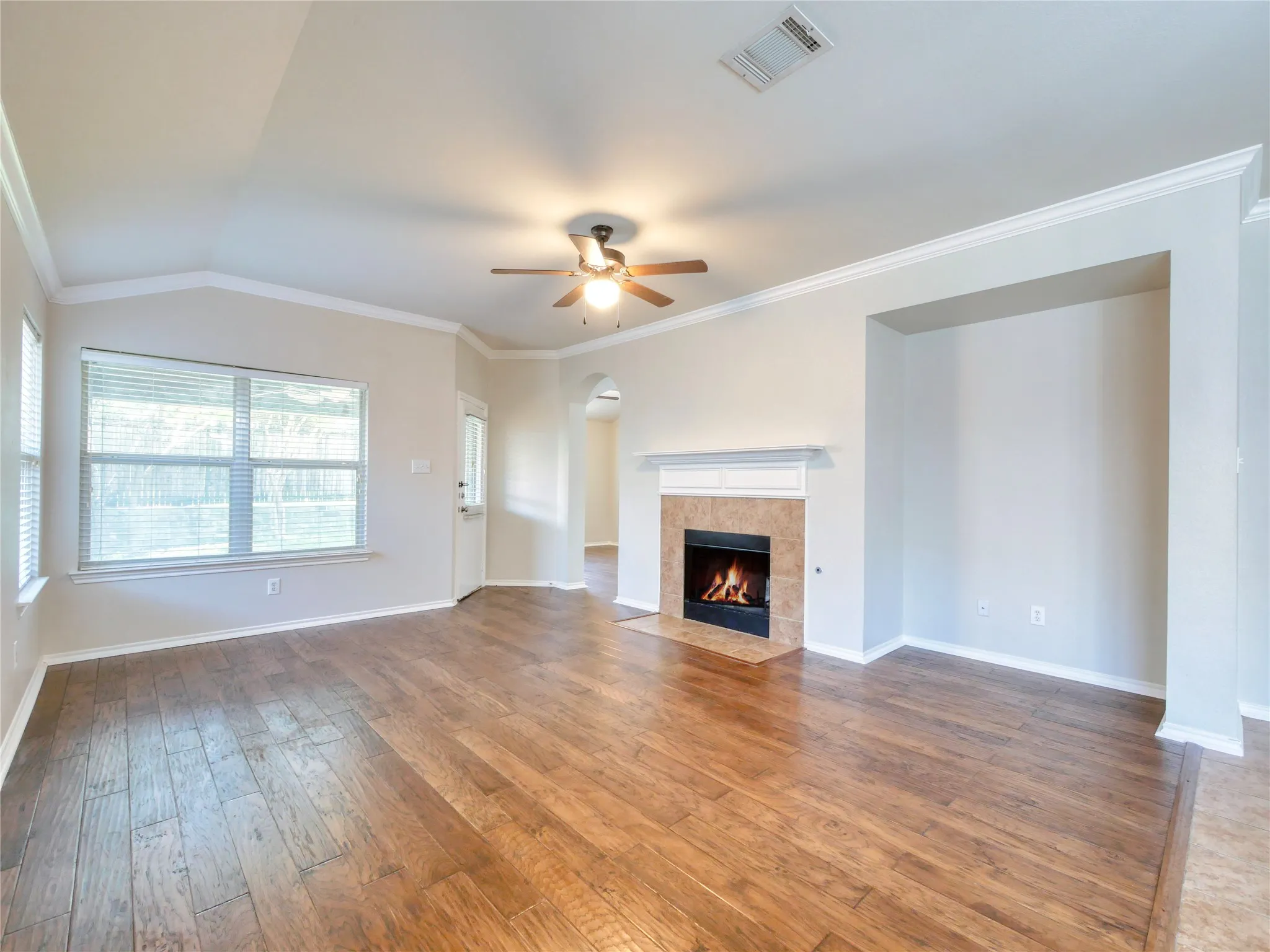 Family room with fire place & niche area