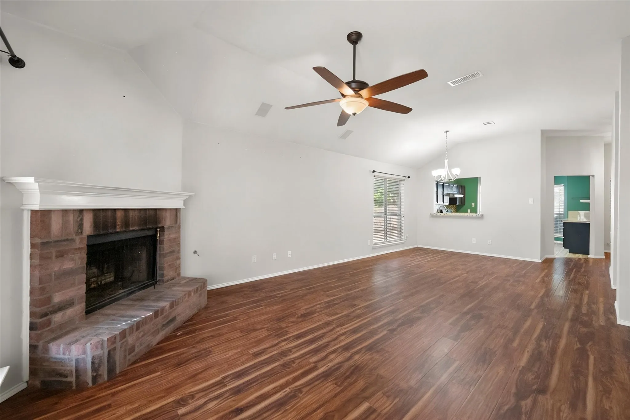 Brick fireplace with gas starter